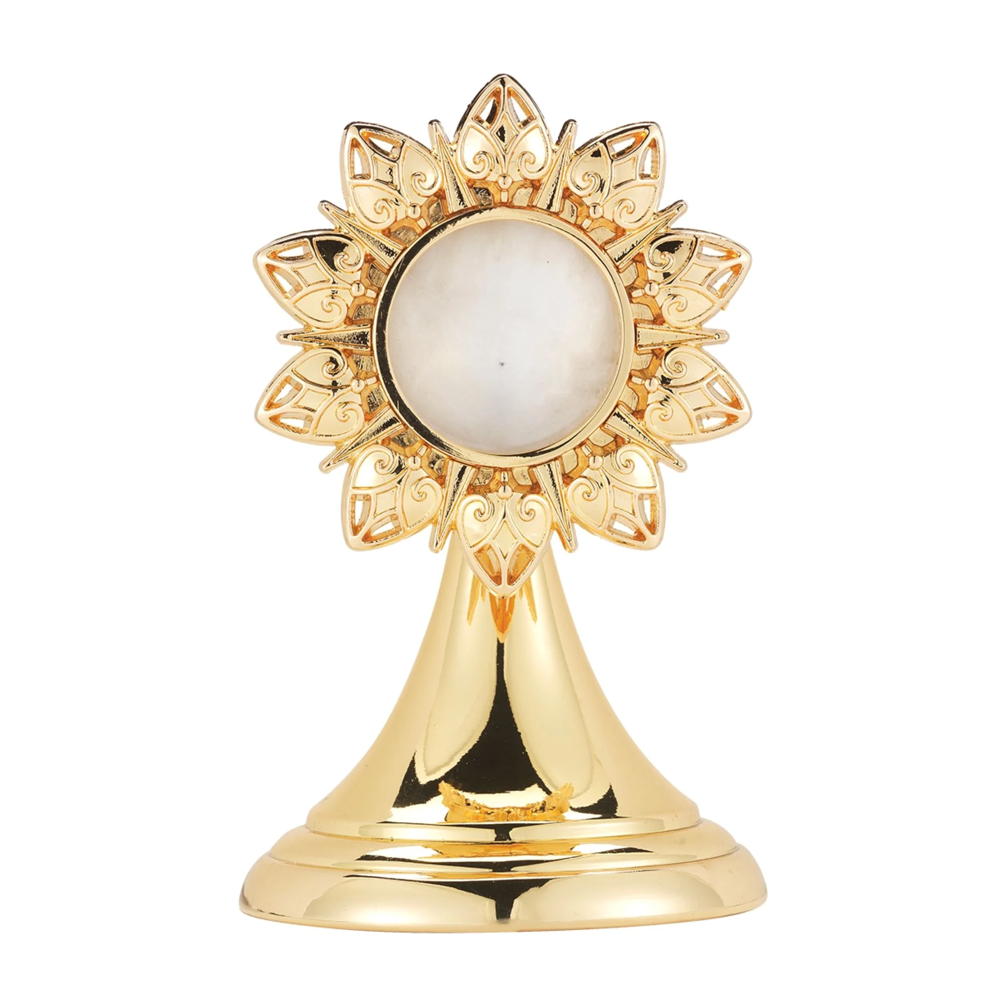Gold-Plated Filigree Reliquary – Removable Back, 3.5"