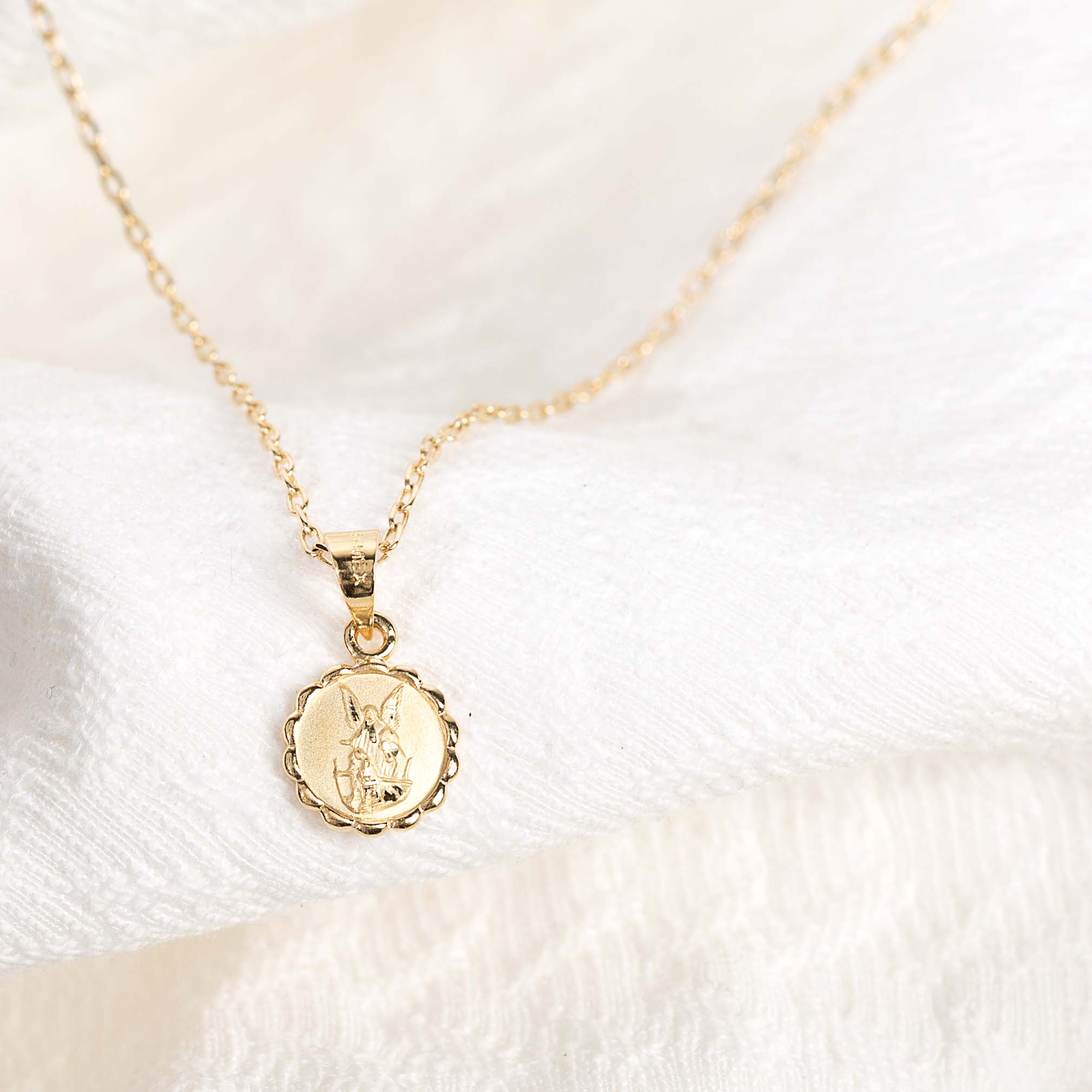 Gold Plated Guardian Angel Medal Necklace - Image 3