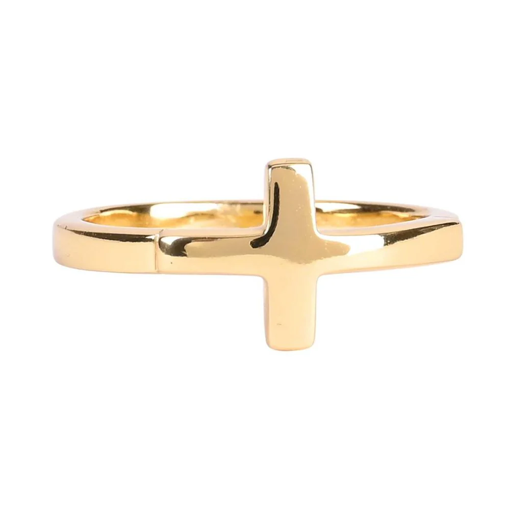 Gold Plated Horizontal Cross Ring