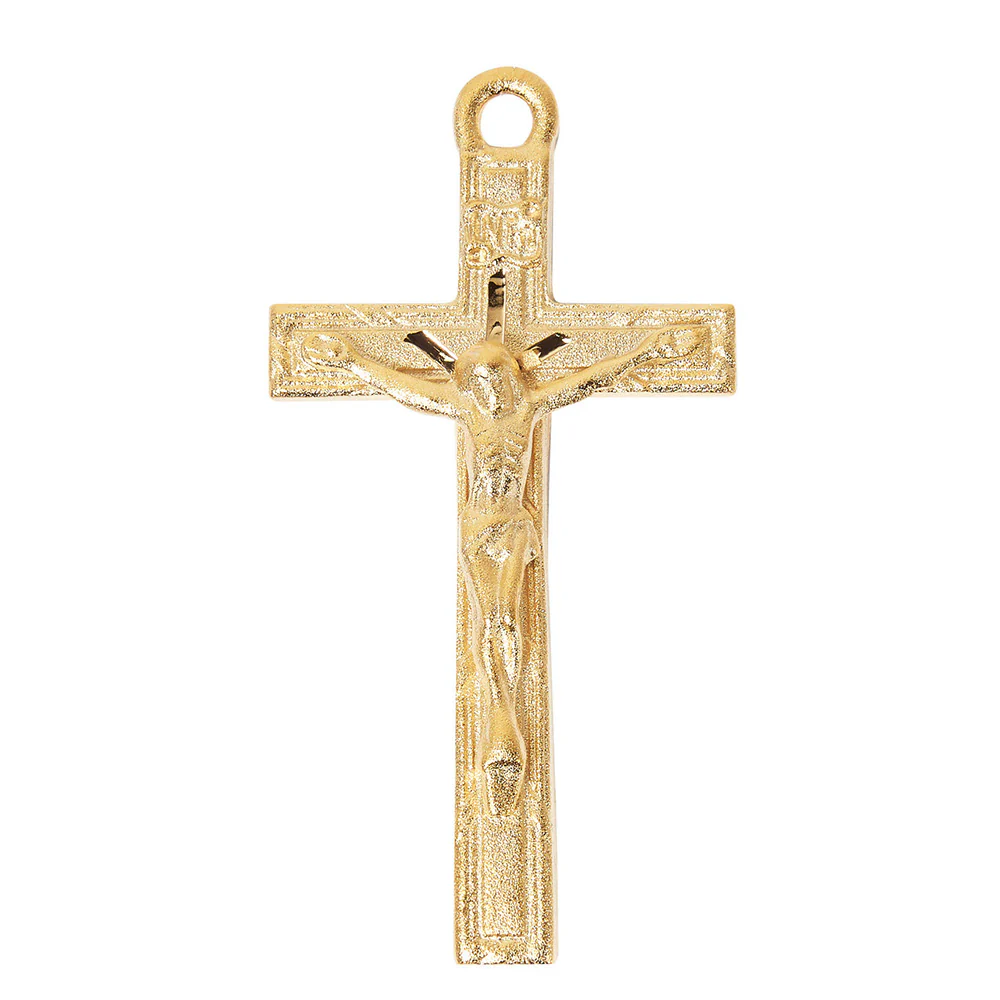 Gold Plated Narrow Crucifix Necklace - 24"