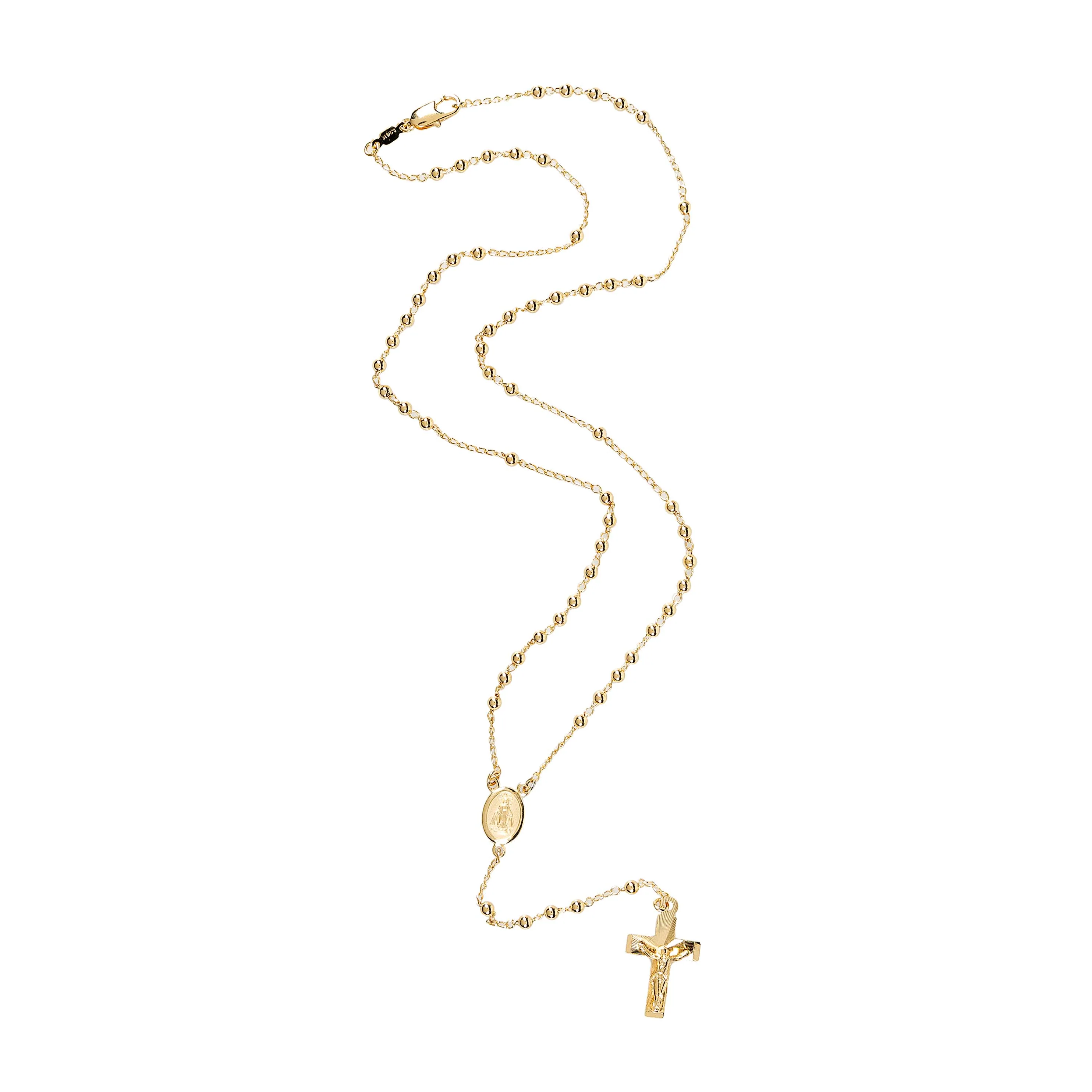 Gold Plated Rosary Necklace - 24"
