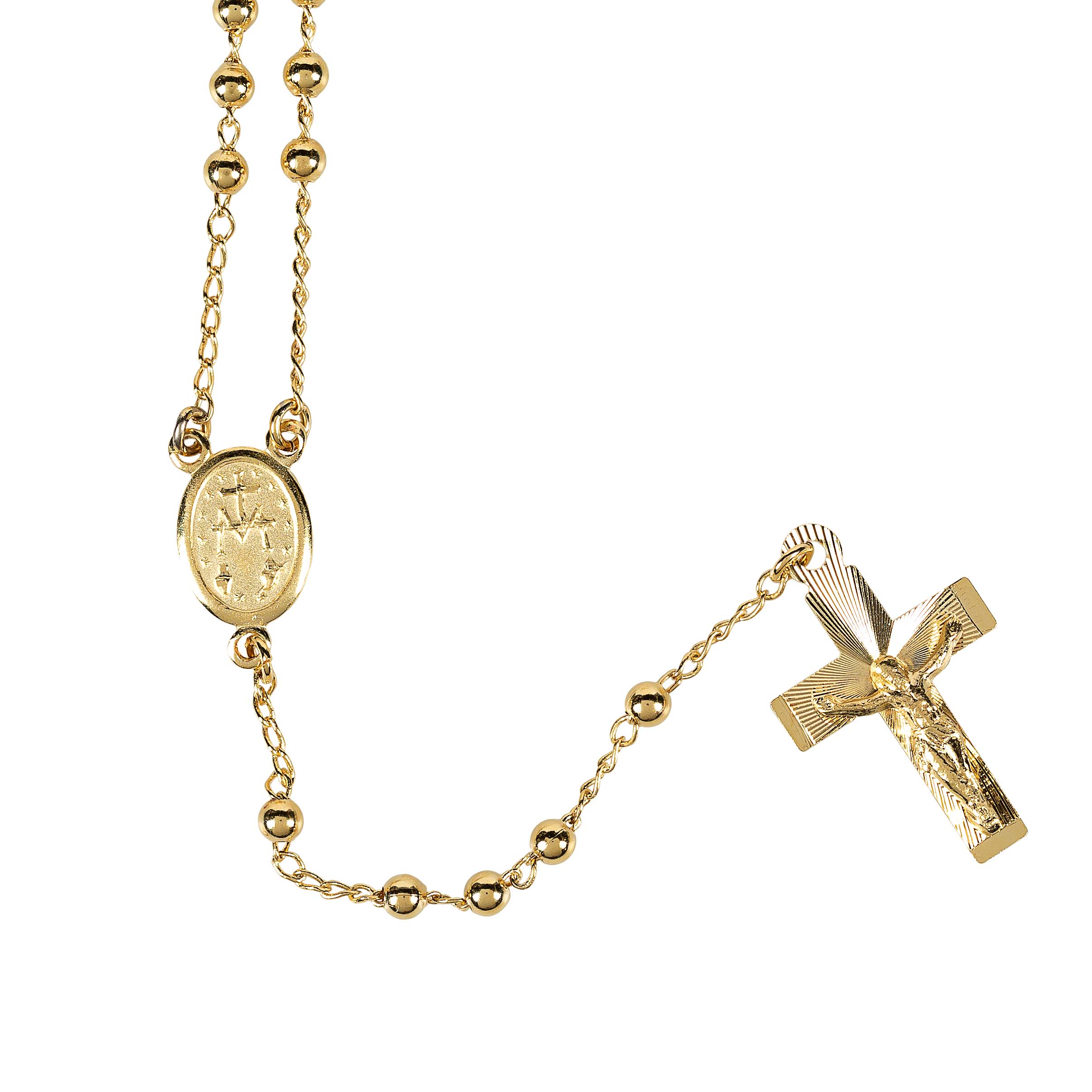 Gold Plated Rosary Necklace - 24" - Image 2
