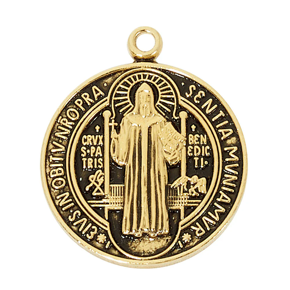 Gold Plated St. Benedict Medal Necklace