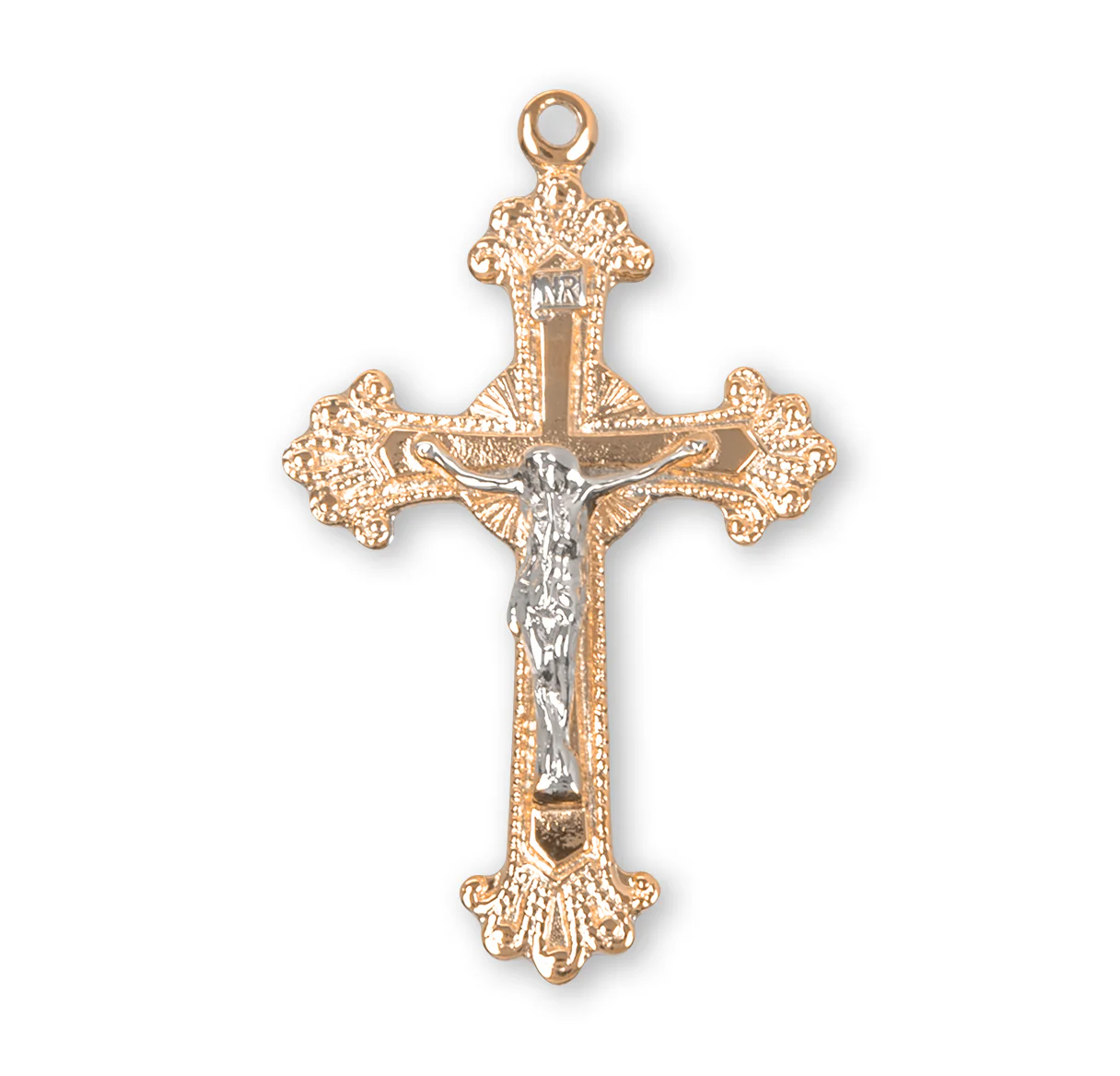 Gold Plated Two Tone Scalloped Crucifix - Image 2