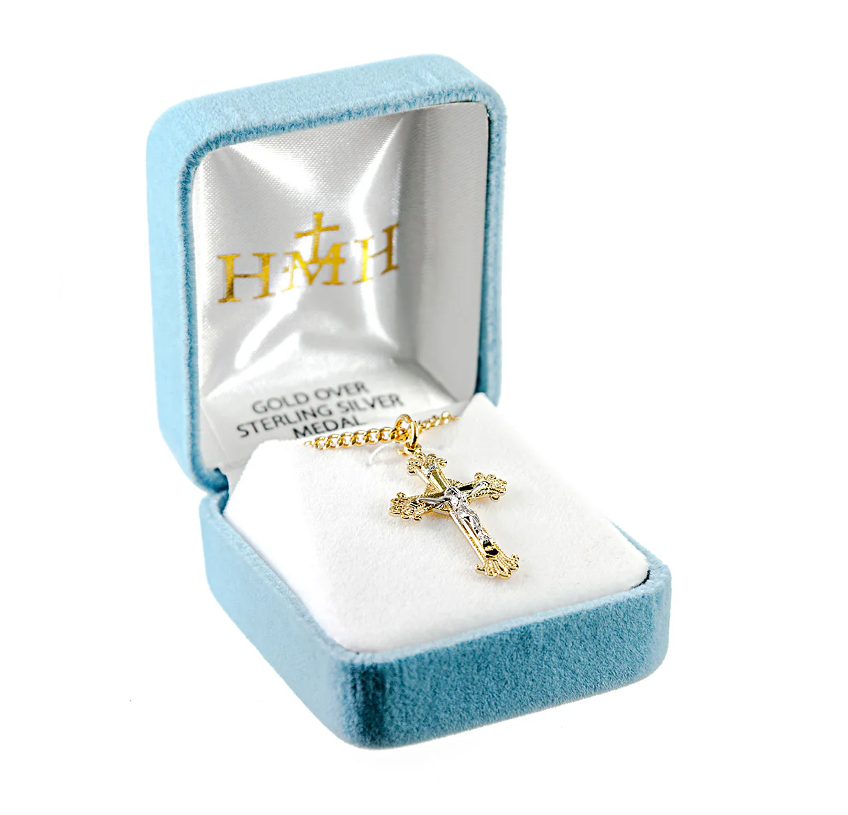 Gold Plated Two Tone Scalloped Crucifix - Image 3