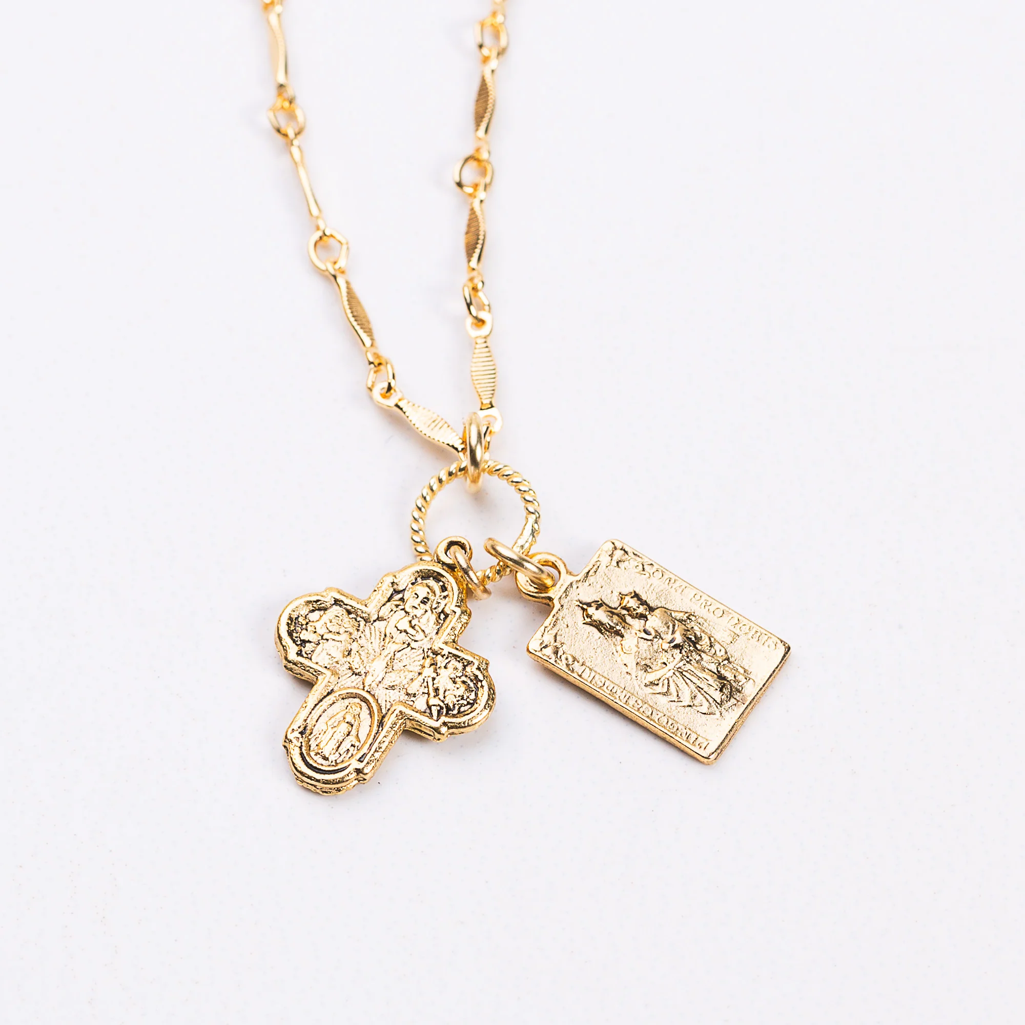Gold Scapular & 4-Way Cross Necklace - Image 5