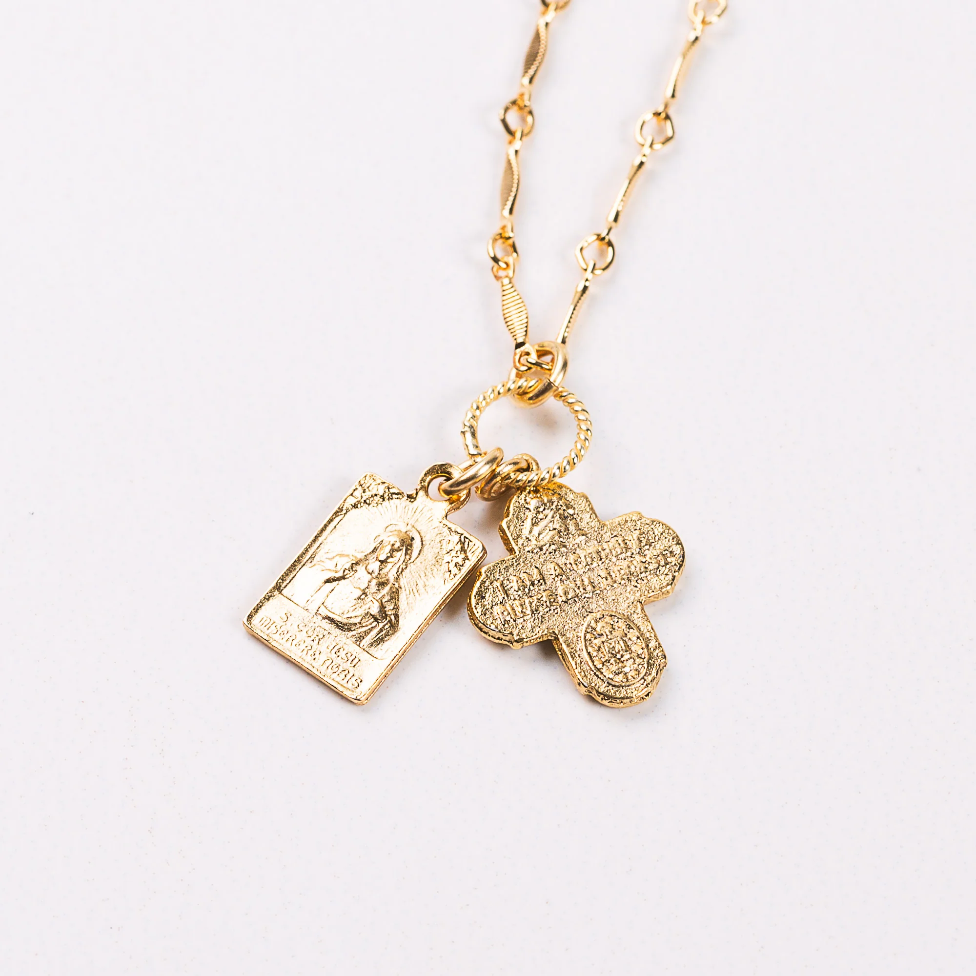 Gold Scapular & 4-Way Cross Necklace - Image 7