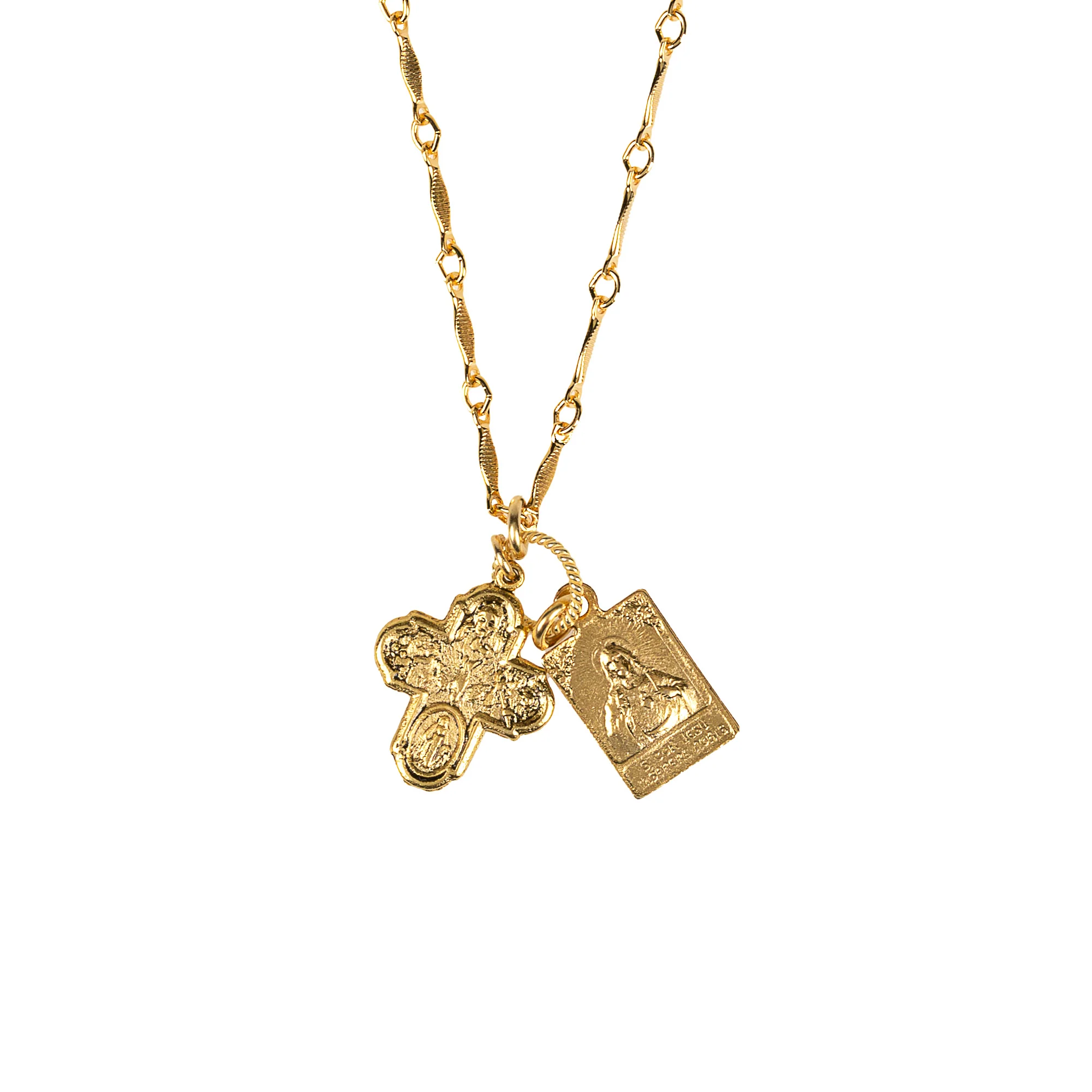 Gold Scapular & 4-Way Cross Necklace - Image 8