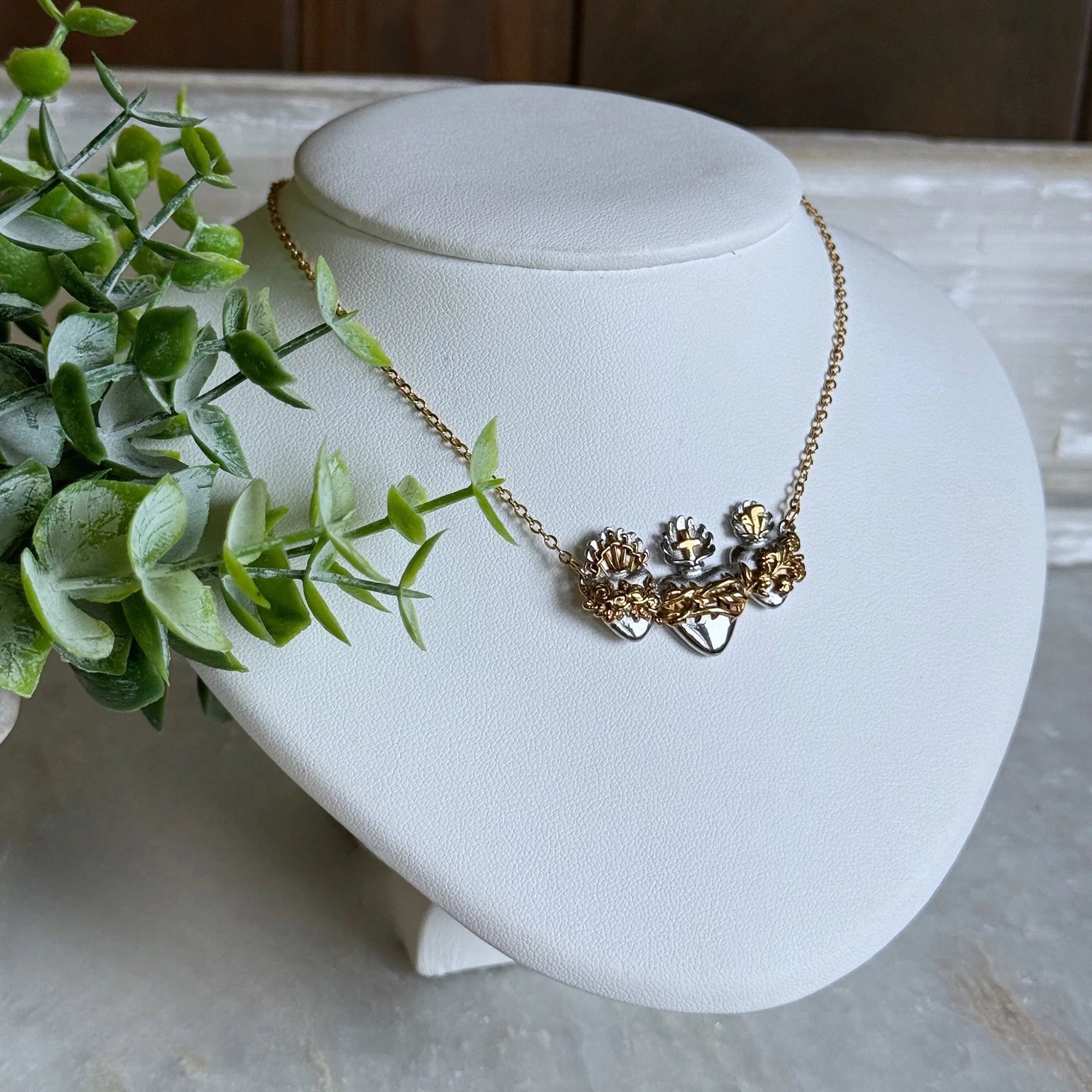 Gold & Silver Holy Hearts Necklace