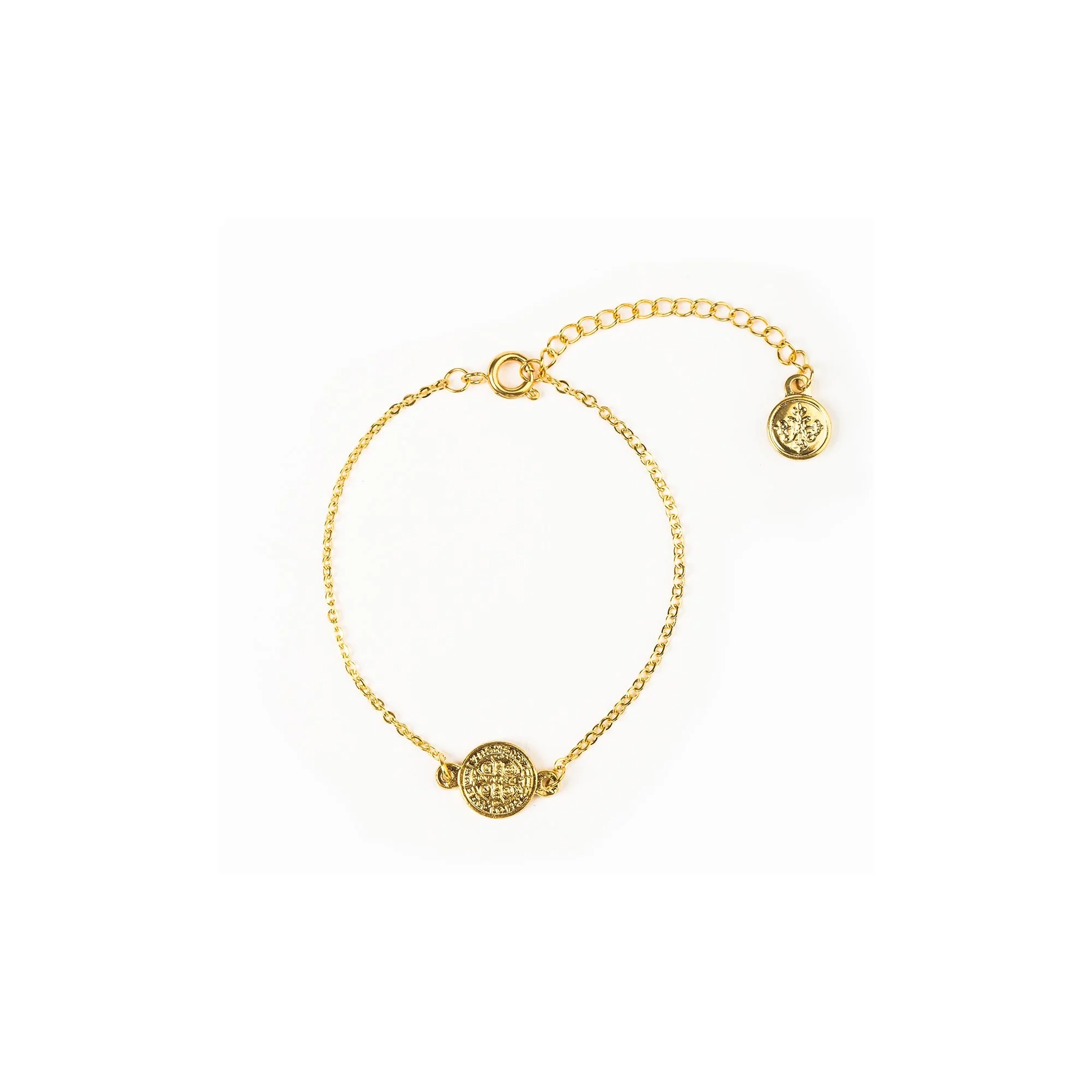 Gold St. Benedict Medal Breathe Chain Bracelet - Image 3