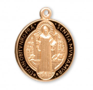 Gold/Sterling & Black St. Benedict Medal Necklace - Image 3