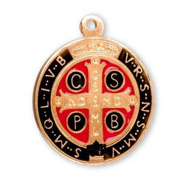 Gold/Sterling & Black St. Benedict Medal Necklace - Image 4