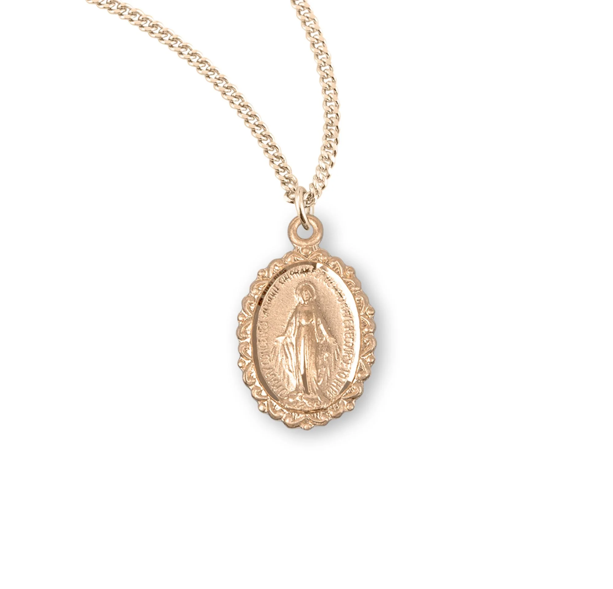 Gold/Sterling Laced Border Miraculous Medal Necklace