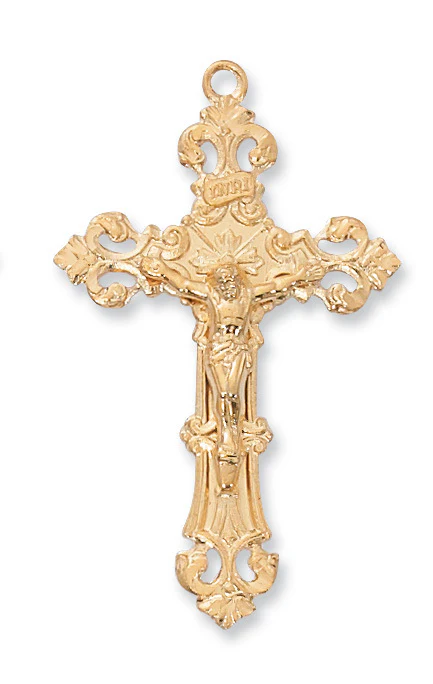 Gold/Sterling Silver Crucifix with 24 inch chain - Image 4
