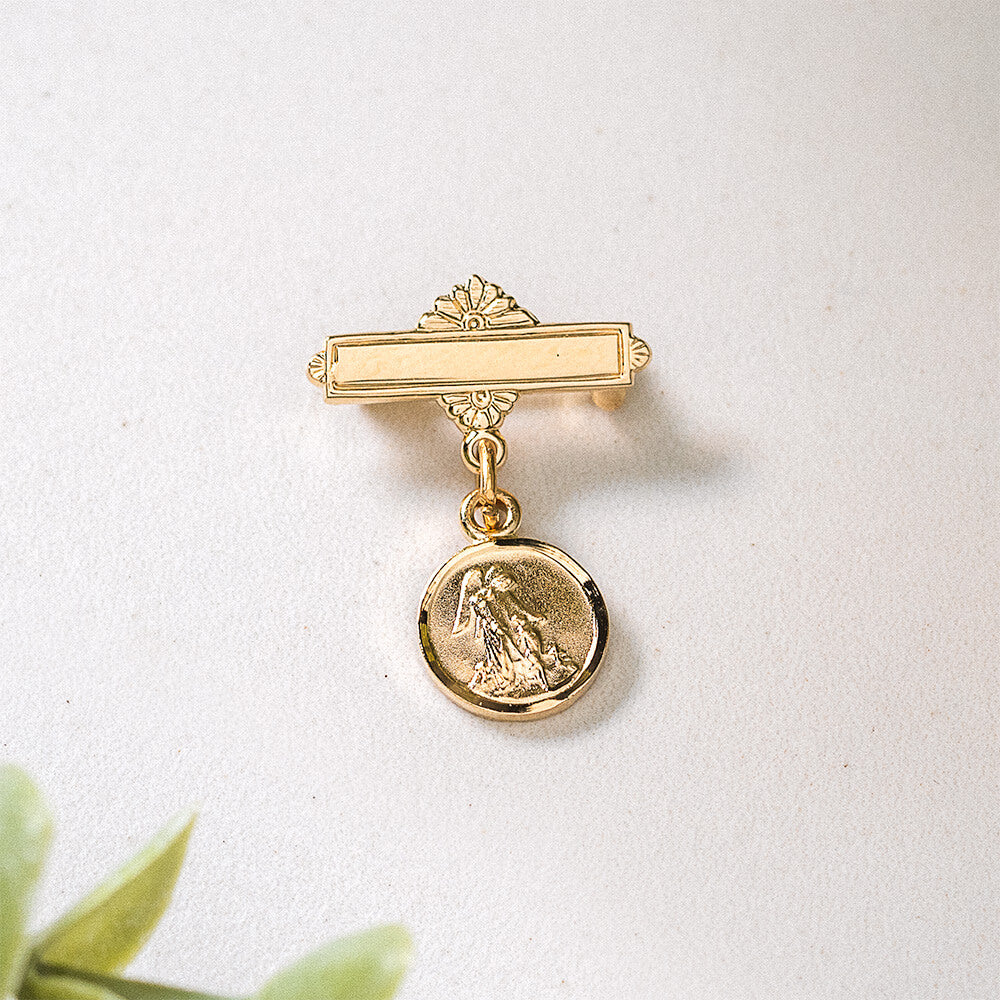 Gold Over Sterling Silver Guardian Angel Baby Pin - Image 2