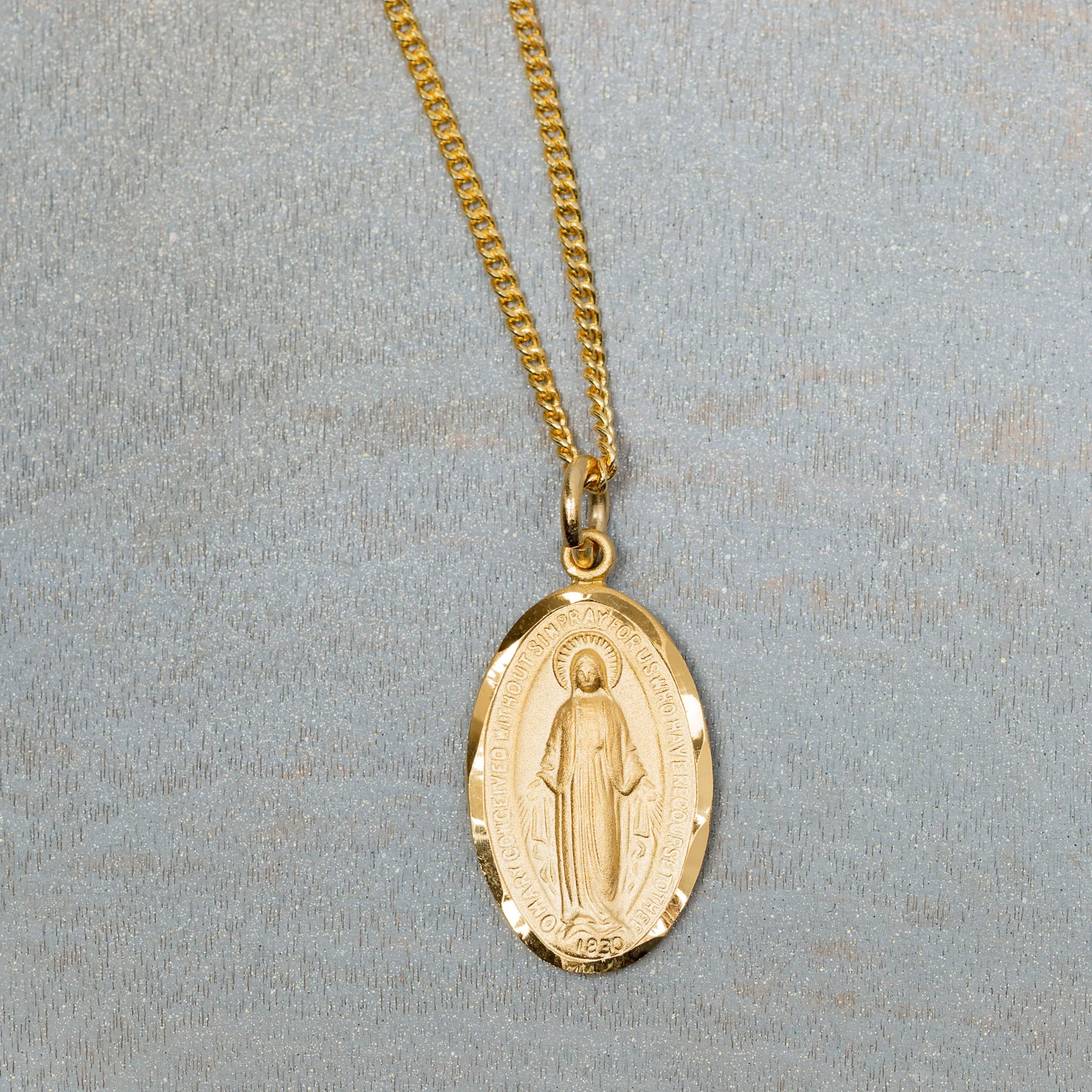 Gold/Sterling Silver Miraculous Medal on 18" Chain