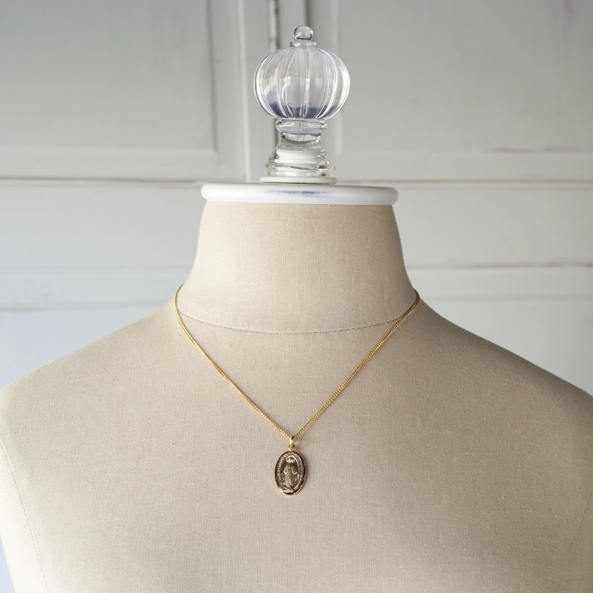 Gold/Sterling Silver Miraculous Medal on 18" Chain - Image 3