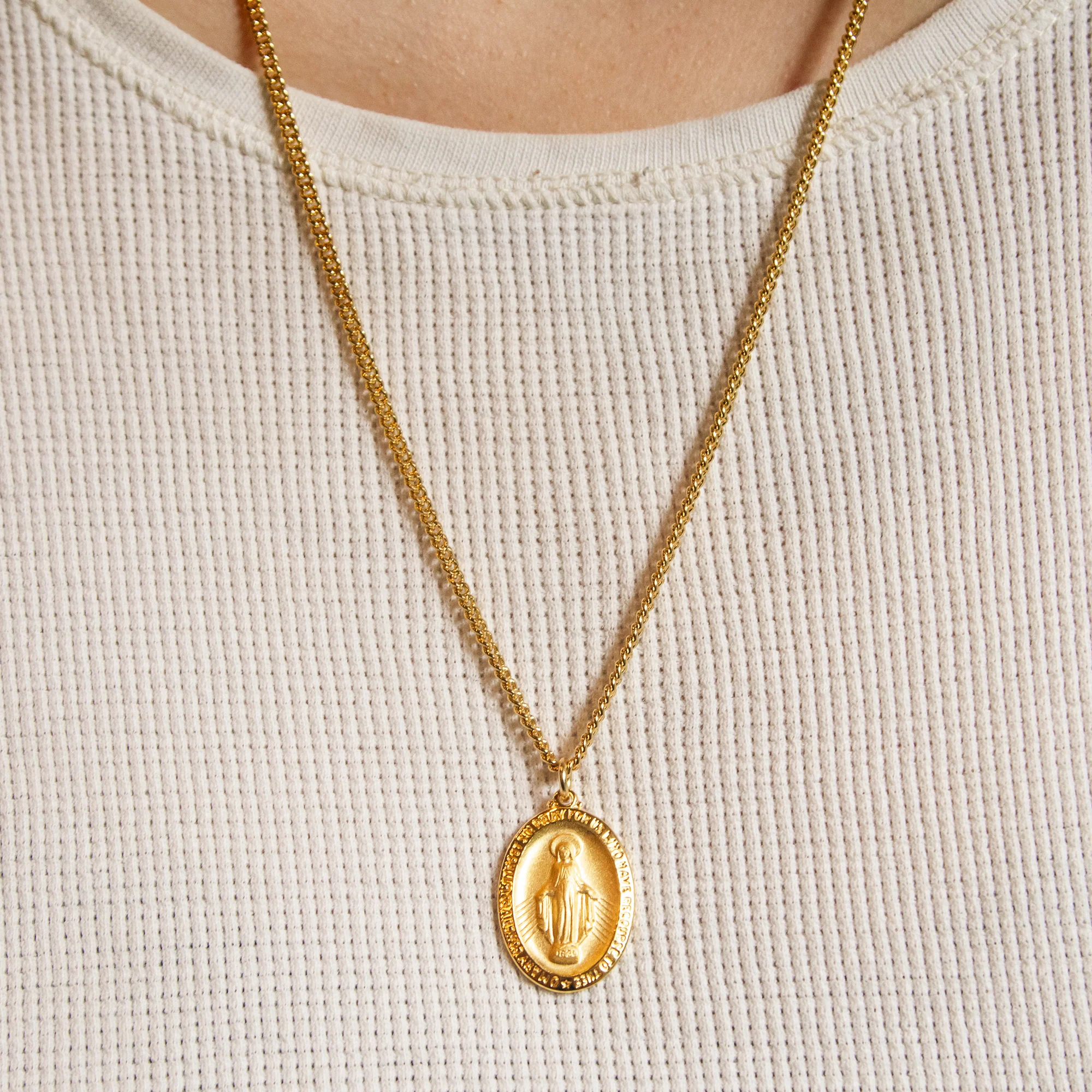 Gold/Sterling Silver Miraculous Medal on 24 inch chain - Image 3