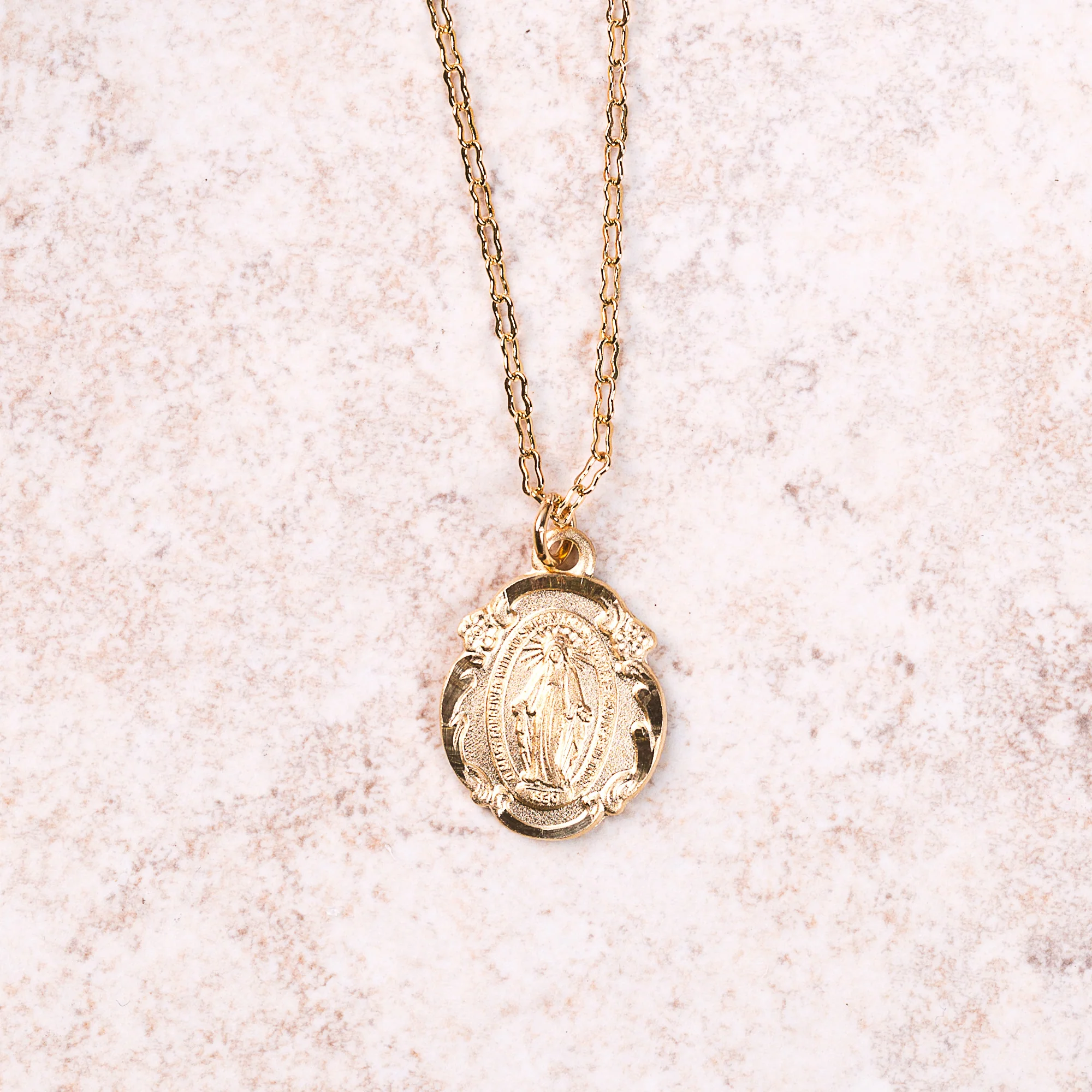 Gold/Sterling Silver Miraculous Medal Pendant on 18 inch chain