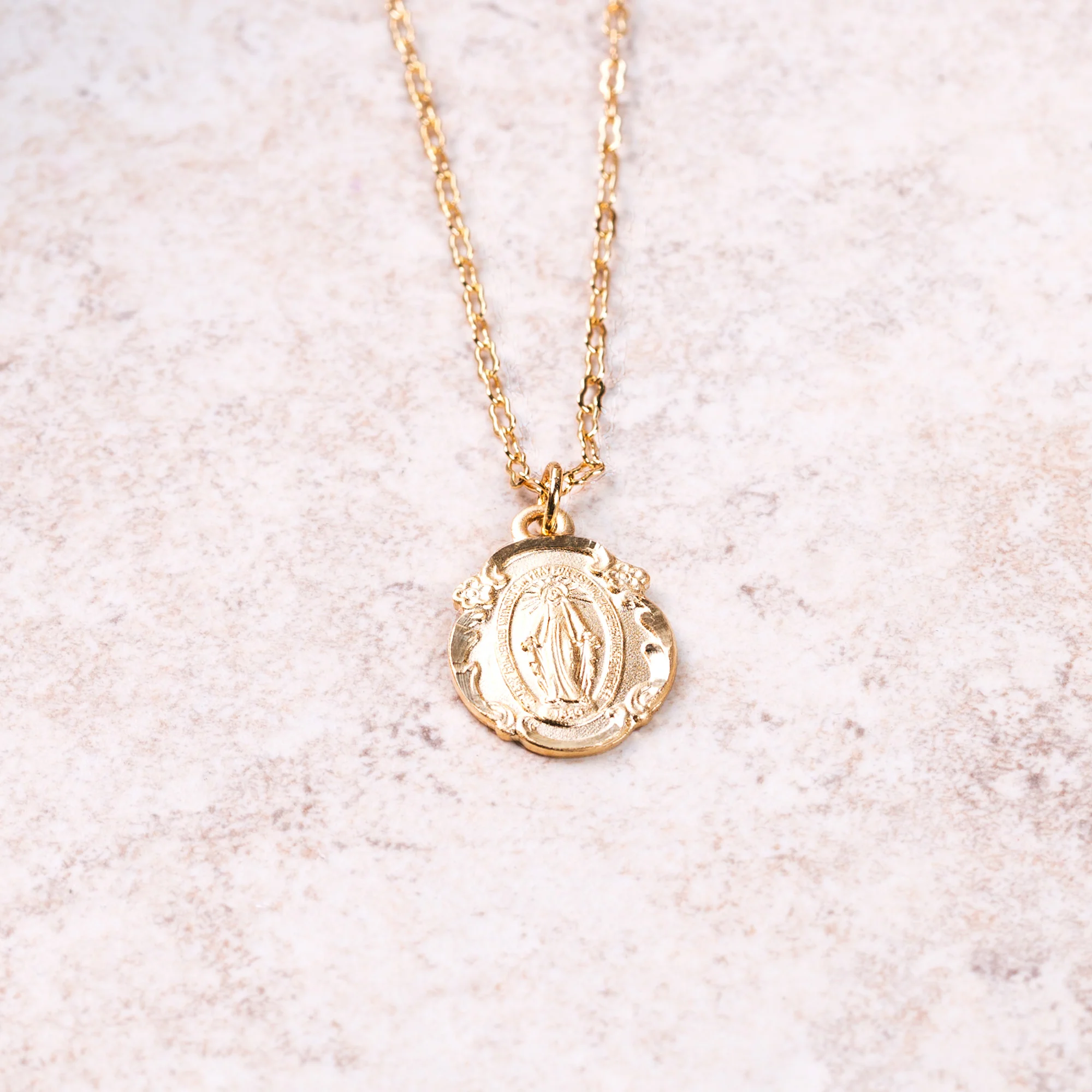 Gold/Sterling Silver Miraculous Medal Pendant on 18 inch chain - Image 2
