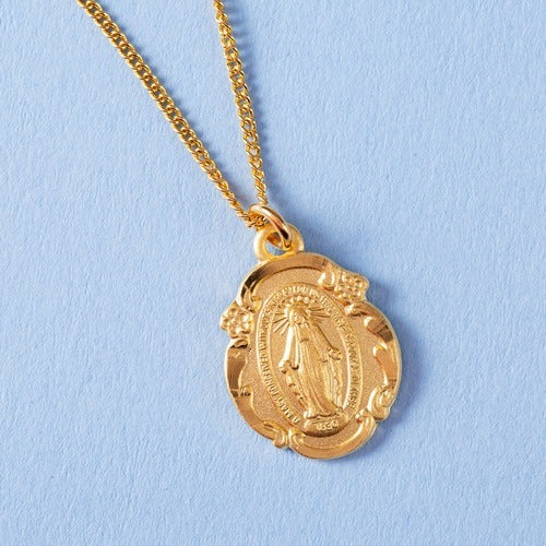 Gold/Sterling Silver Miraculous Medal Pendant on 18 inch chain - Image 6