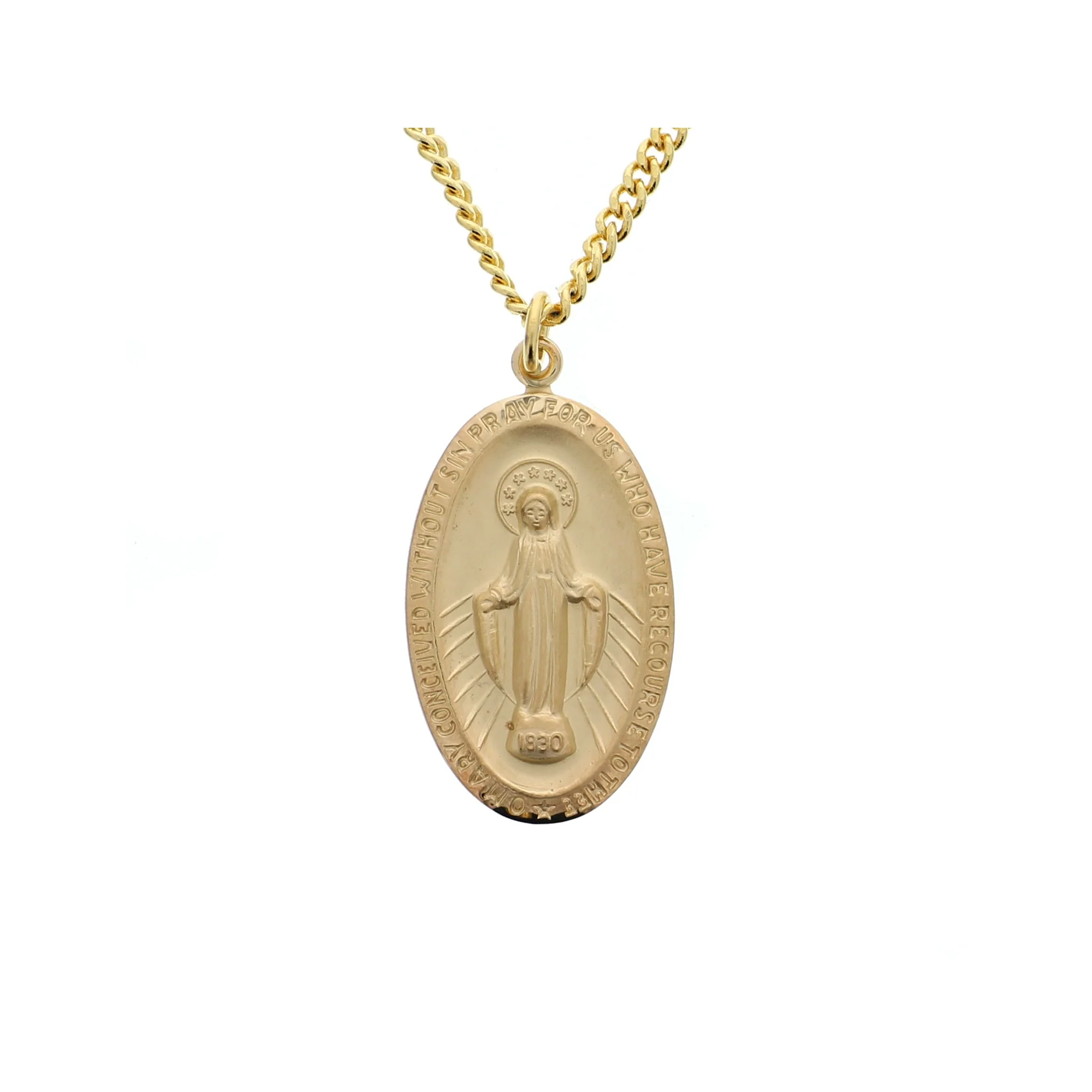 Gold/Sterling Silver Miraculous Medal with 24 inch chain - Image 2