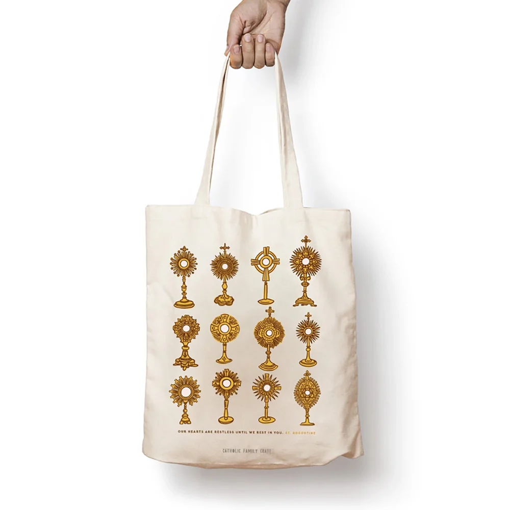 Golden Monstrance Canvas Tote Bag - Image 2
