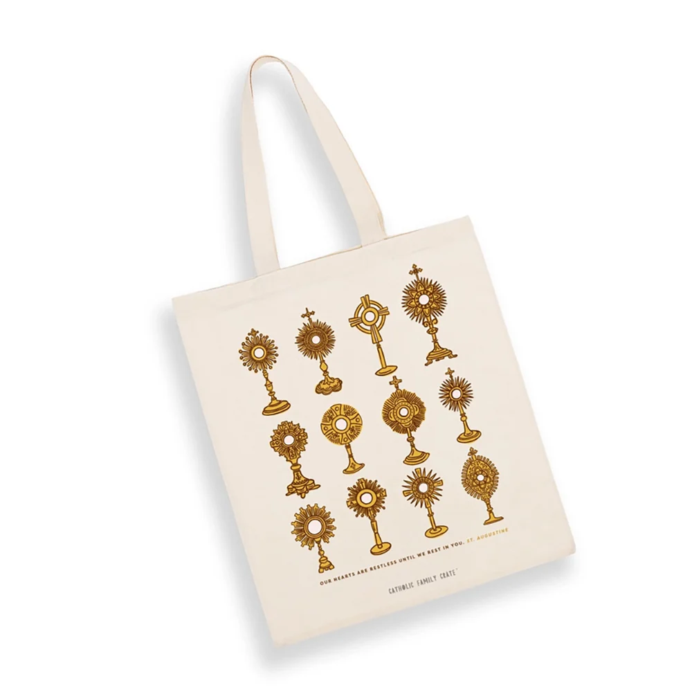 Golden Monstrance Canvas Tote Bag - Image 3