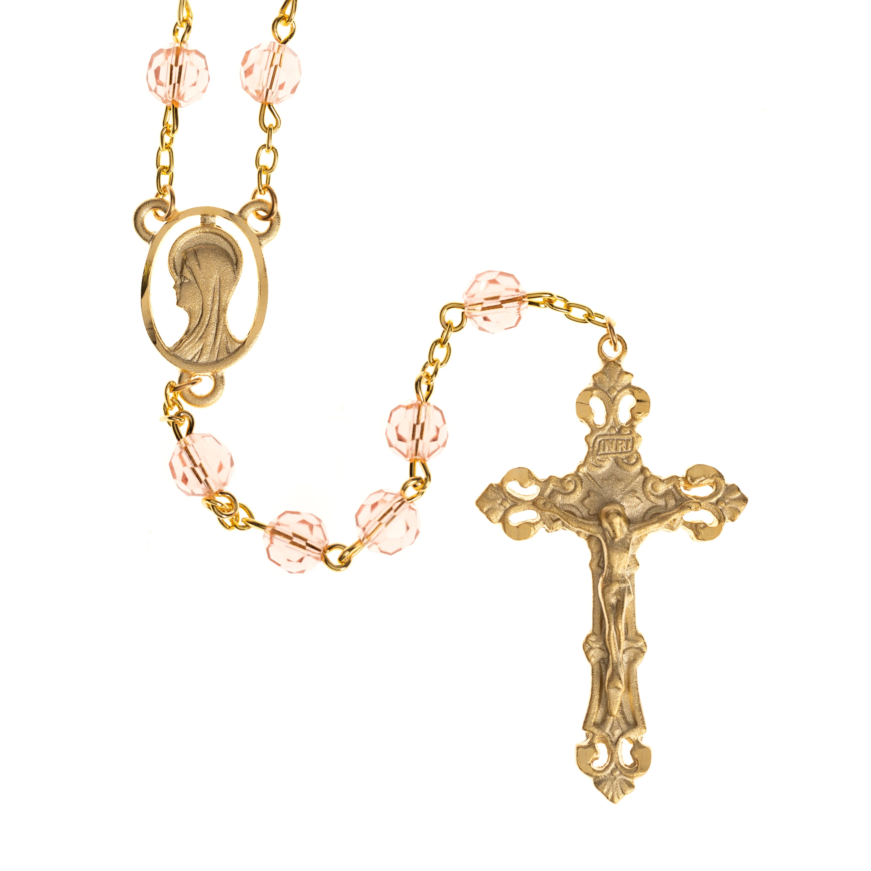 Golden & Pink Crystal Rosary - Image 3