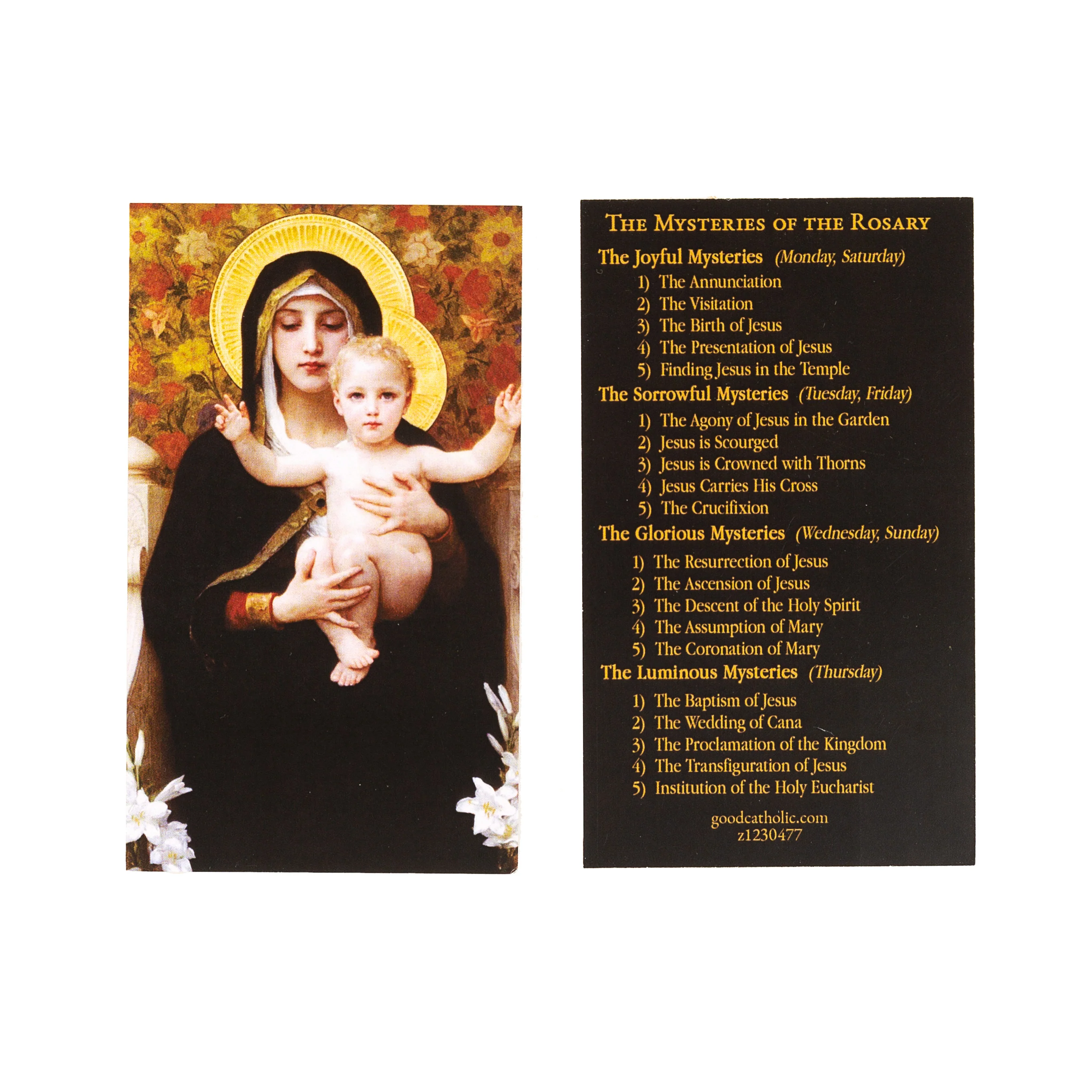 Good Catholic Mysteries of the Rosary Prayer Card- Pack of 5 - Image 3