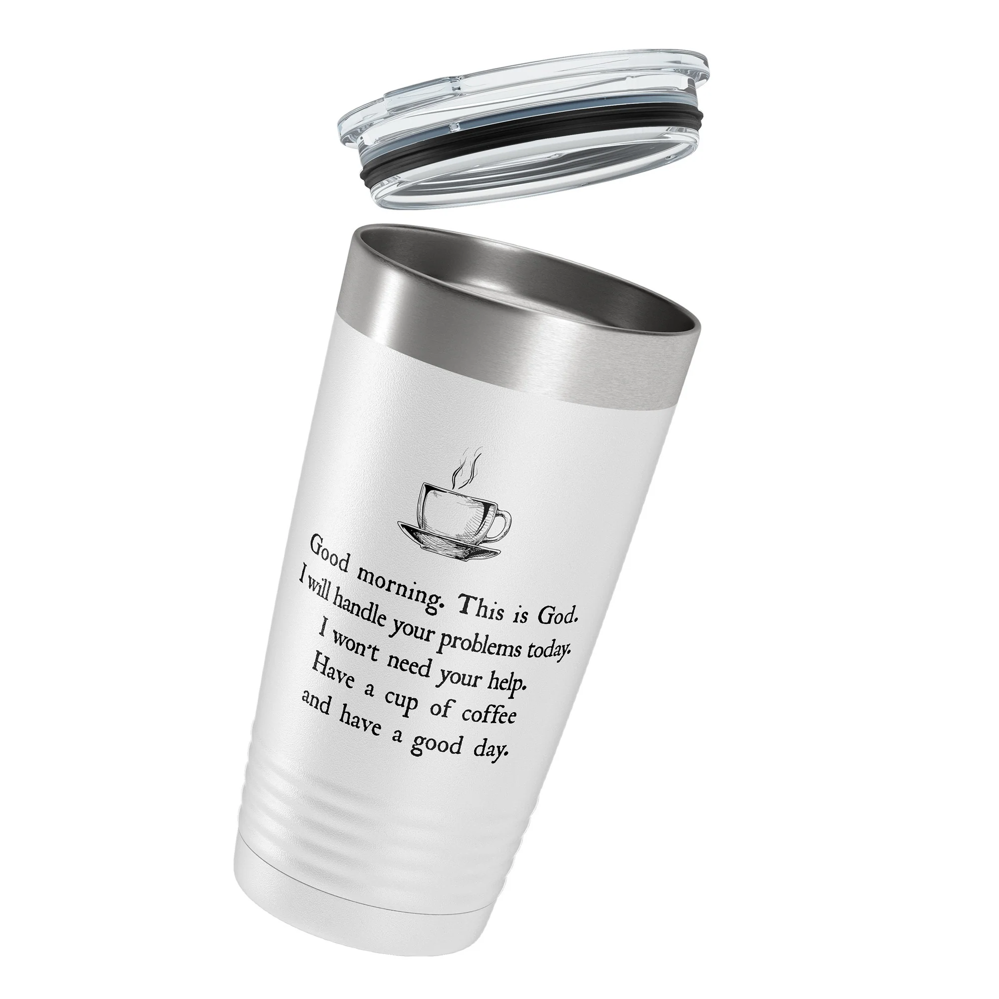 Good Morning From God Insulated White 20oz Tumbler - Image 3