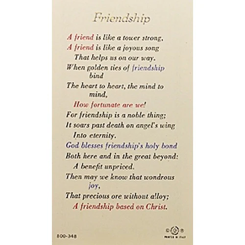 Good Shepherd - Friendship - Prayer Card - Image 2