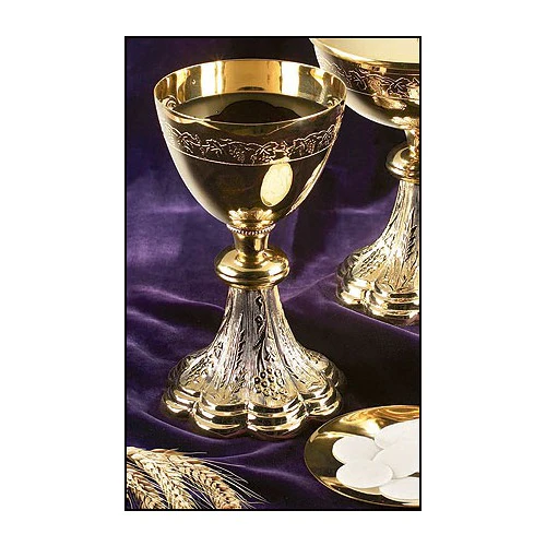 Grapes & Wheat Engraved Chalice & Paten