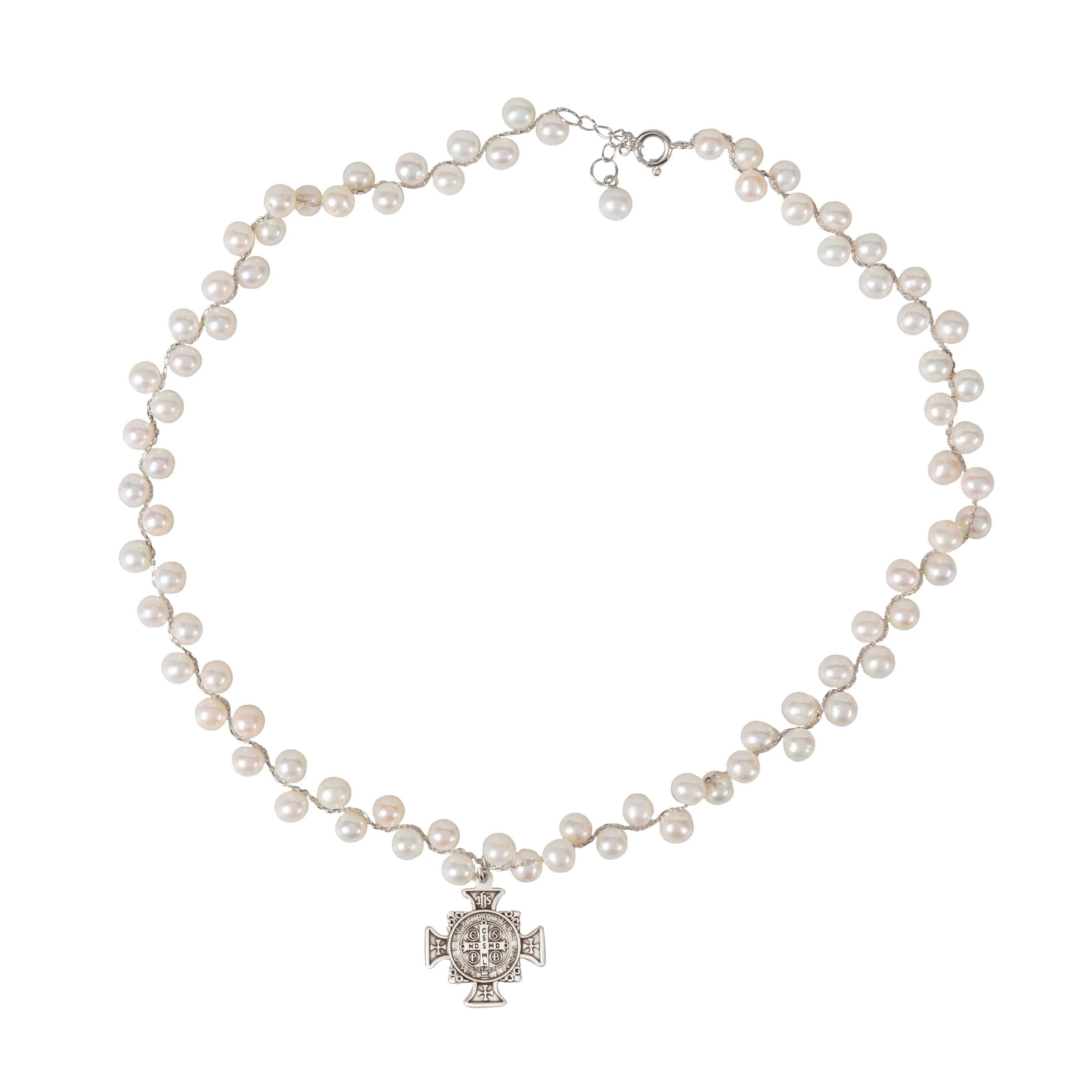 Grapevine Pearl St. Benedict Cross Necklace - Image 3
