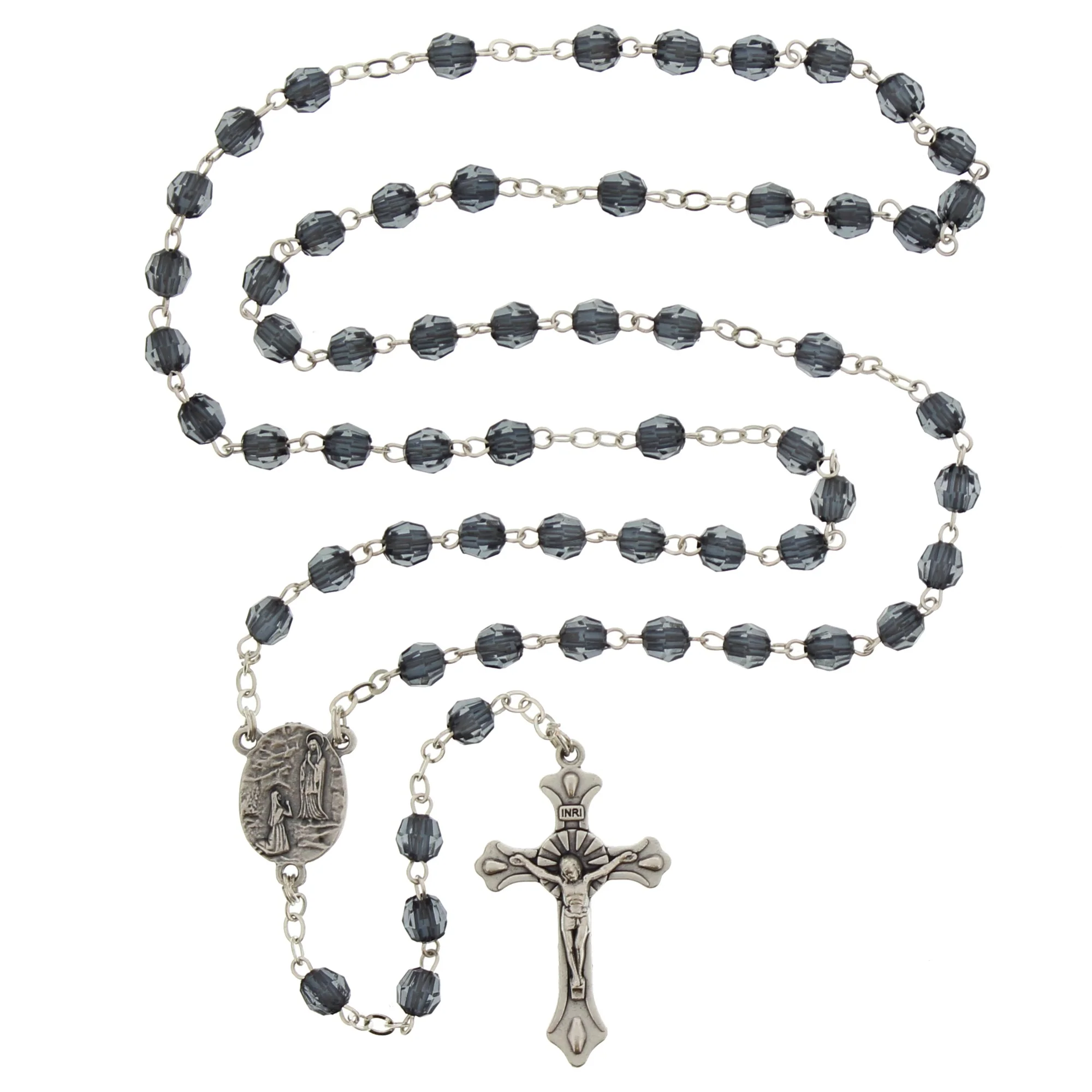 Gray Bead Italian Lourdes Rosary - Image 2