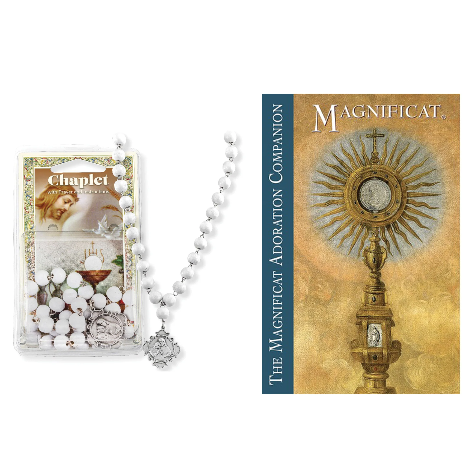 Gray Wood Blessed Sacrament Chaplet & The Magnificat Adoration Companion (Gift Set) - Image 2