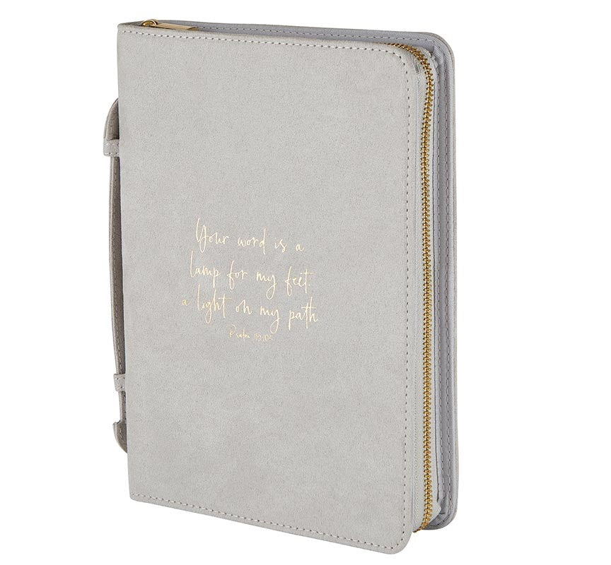 Gray Suede Lamp For My Feet Bible Cover - Image 2