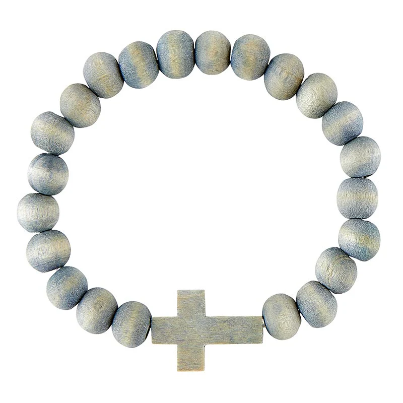 Gray Wood Bead Bracelet