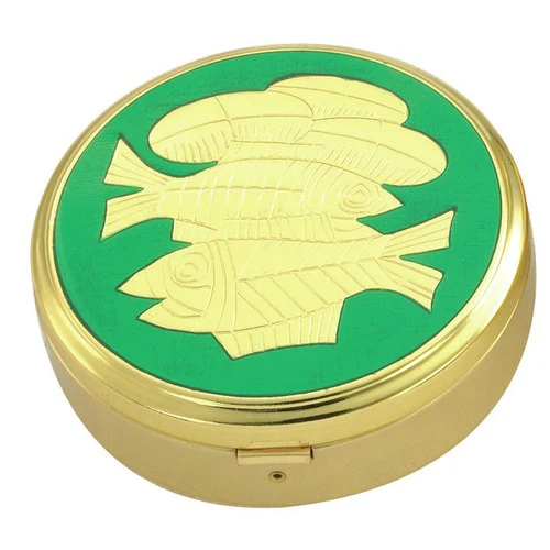 Green and Gold Loaves Fishes Pyx