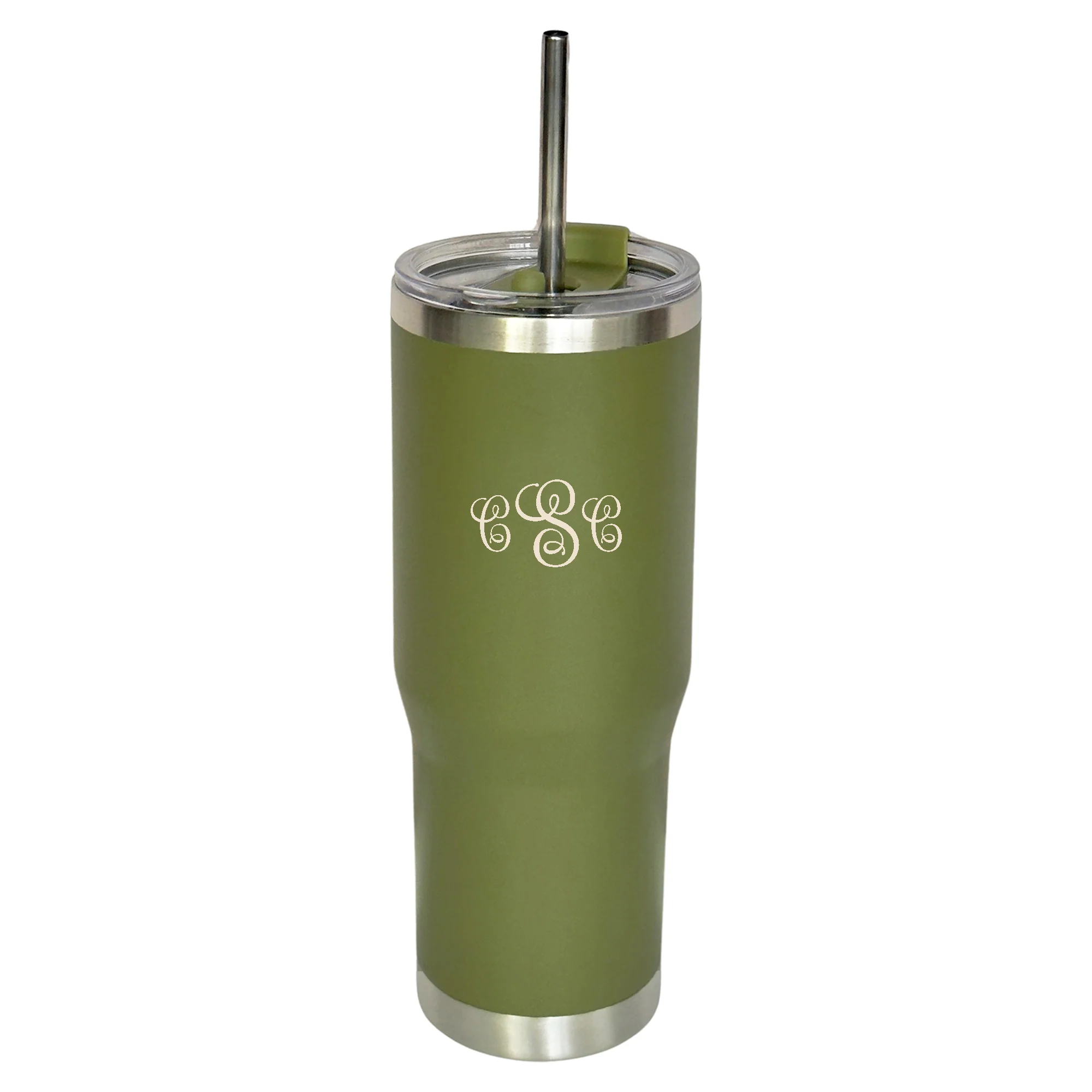 Green Our Lady of Guadalupe Stainless Steel Tumbler with Straw - Image 5
