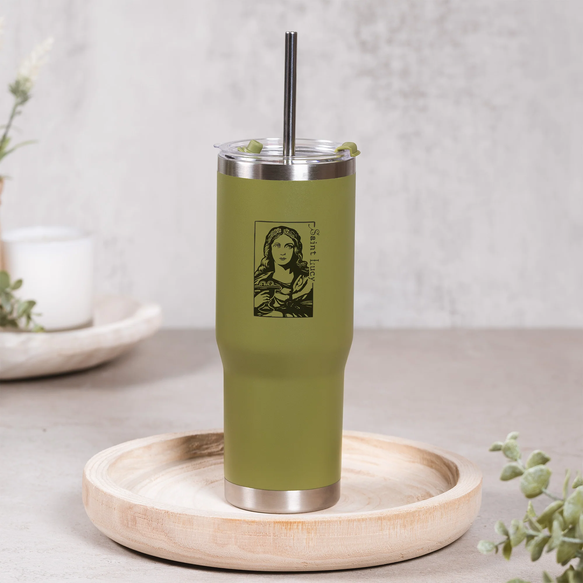 Green St. Lucy Stainless Steel Tumbler with Straw - Image 4
