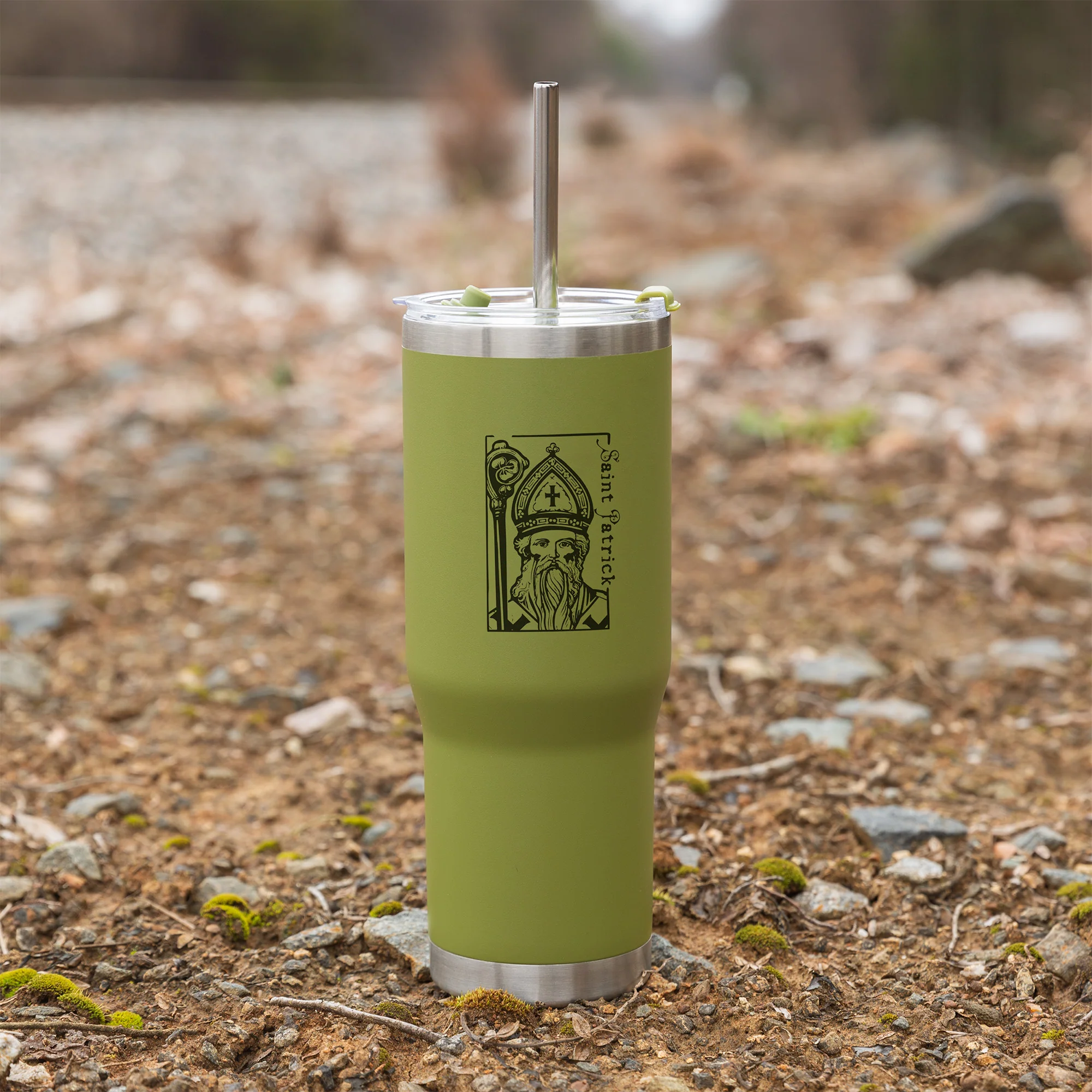 Green St. Patrick Stainless Steel Tumbler with Straw