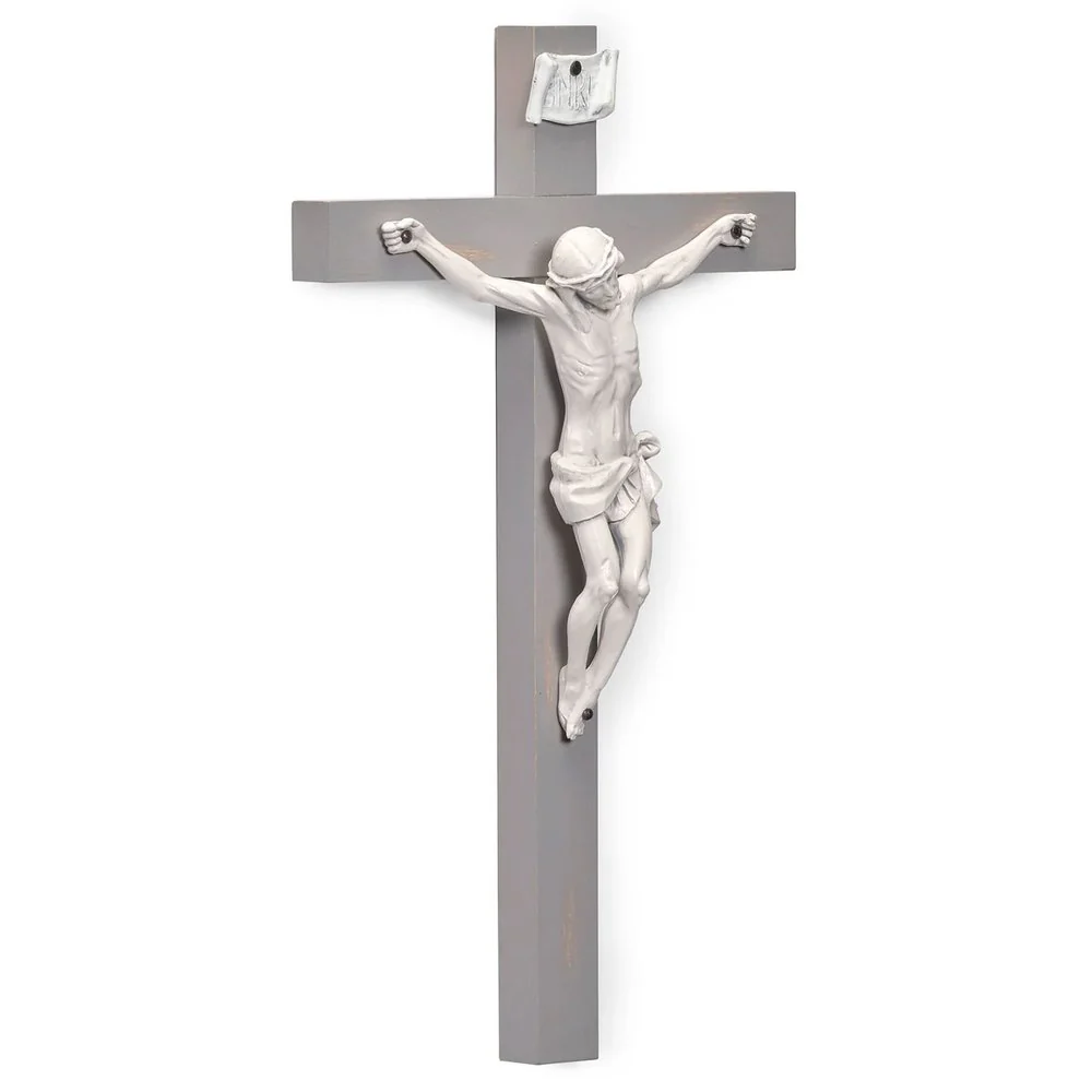Grey Farmhouse Wall Crucifix - 12" - Image 2