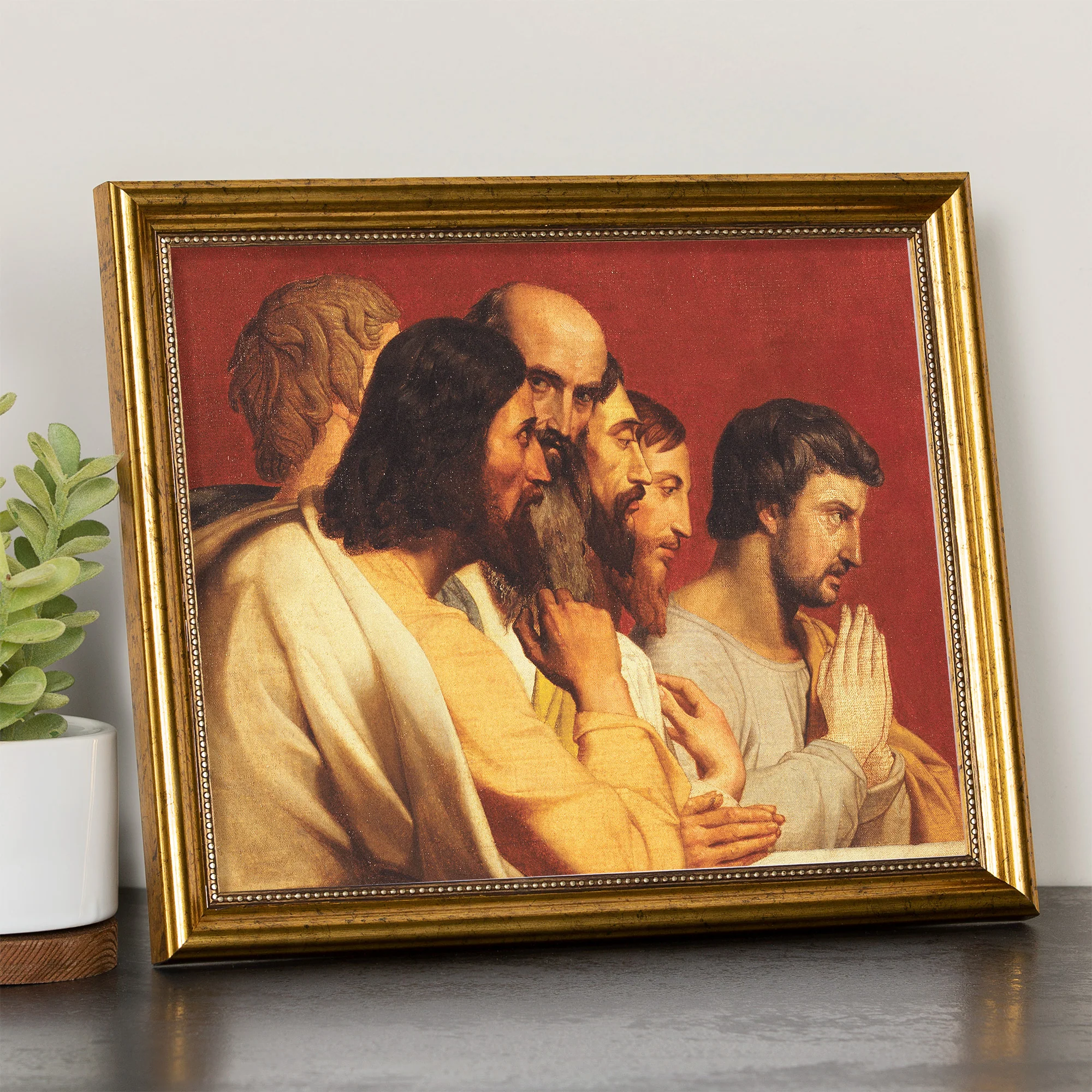 Group of Apostles at the Last Supper Antique Gold Framed Print - 8" x 10"