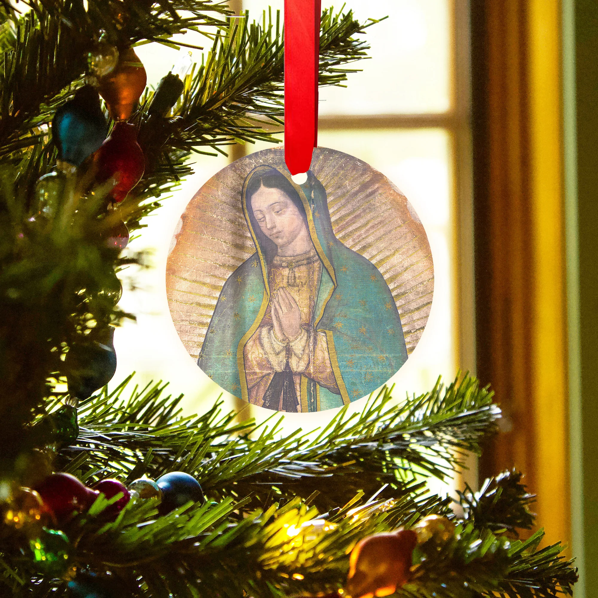 Guadalupe Tilma Glass Ornament - Image 2