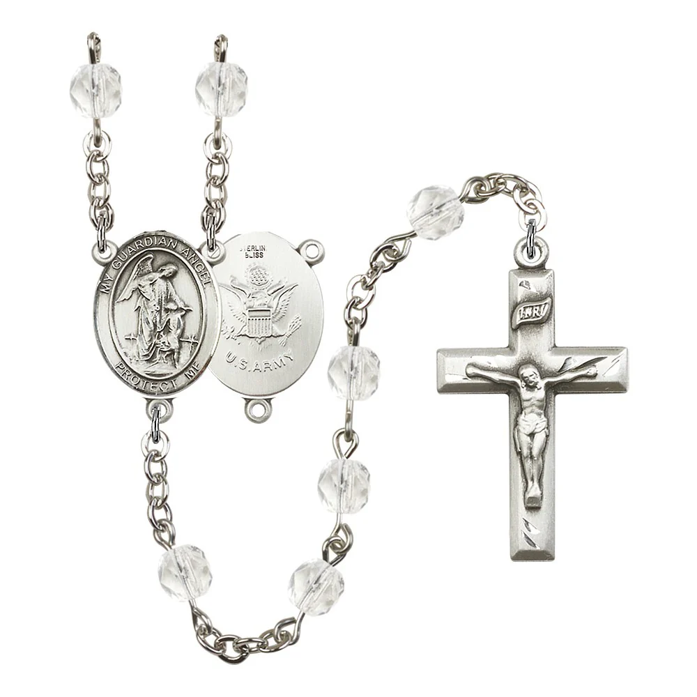 Guardian Angel / Army Crystal April Rosary 6mm