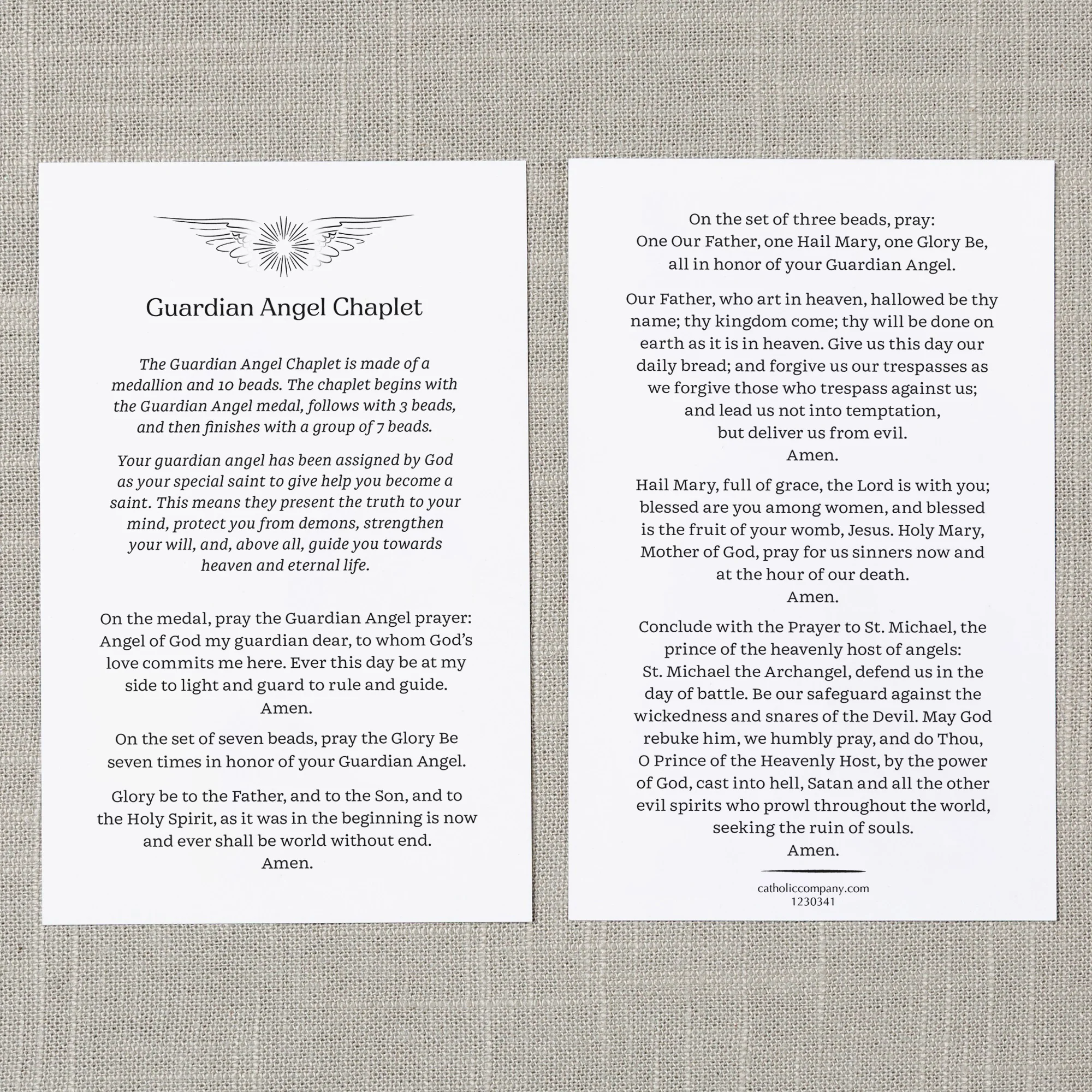 Guardian Angel Chaplet Prayer Card
