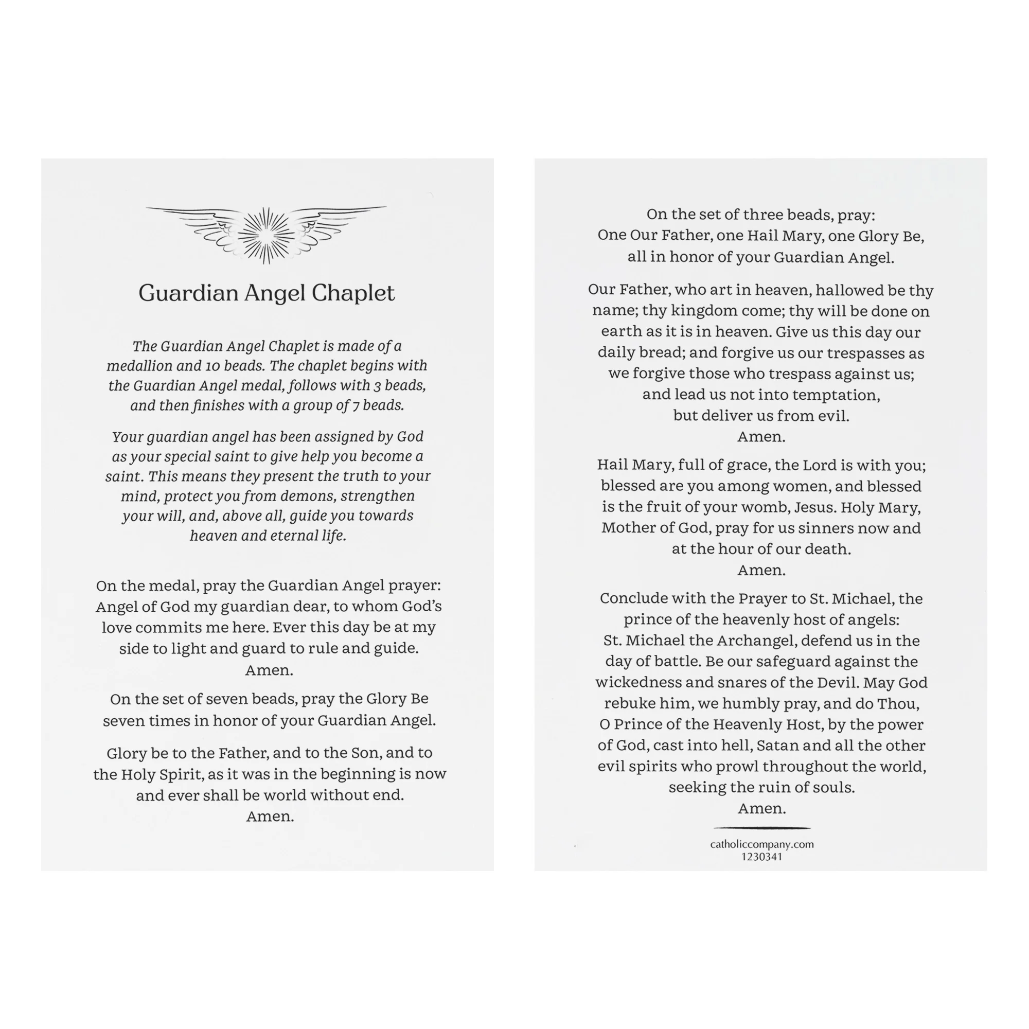 Guardian Angel Chaplet Prayer Card - Image 2