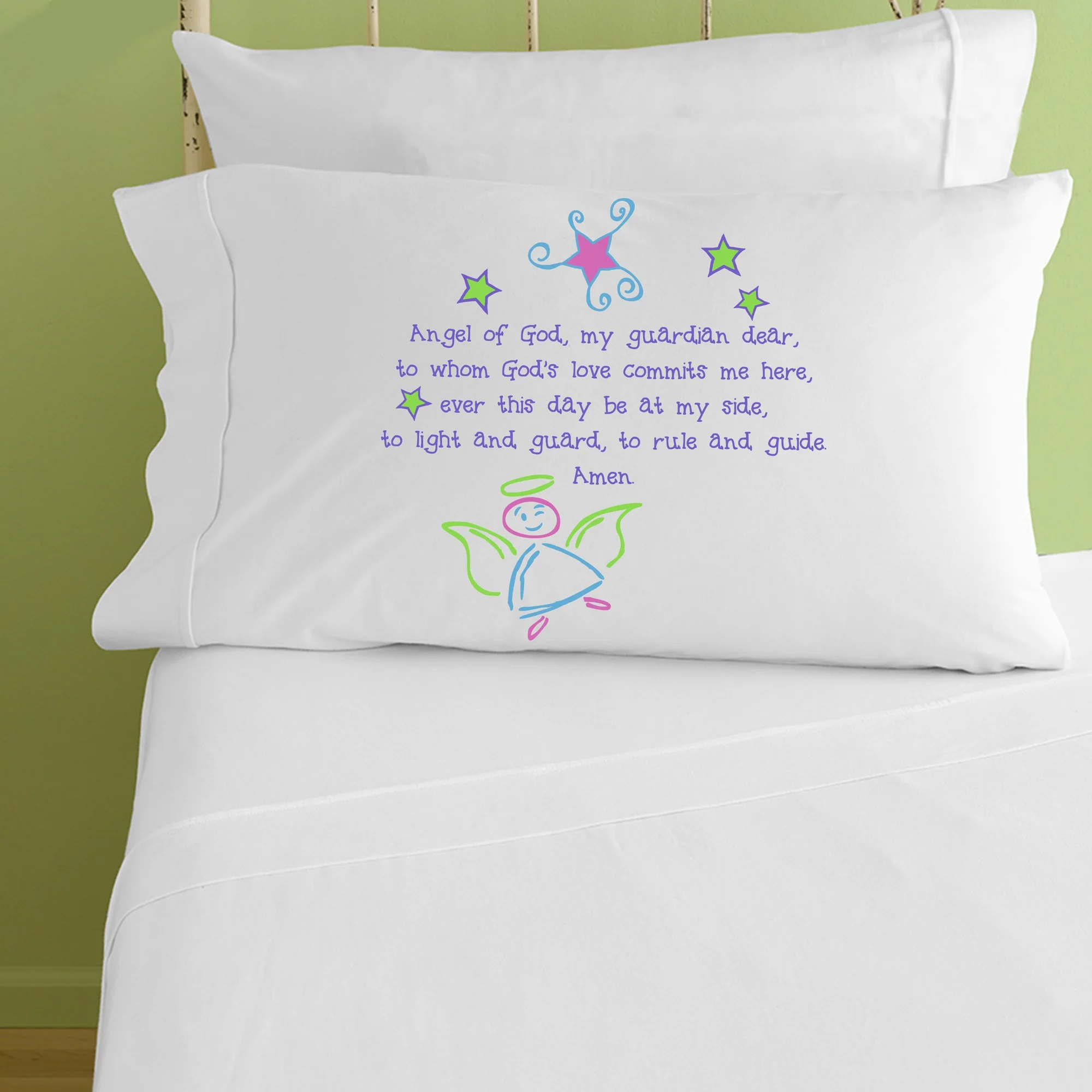 Guardian Angel Pillowcase - Pastel Colors - Image 3