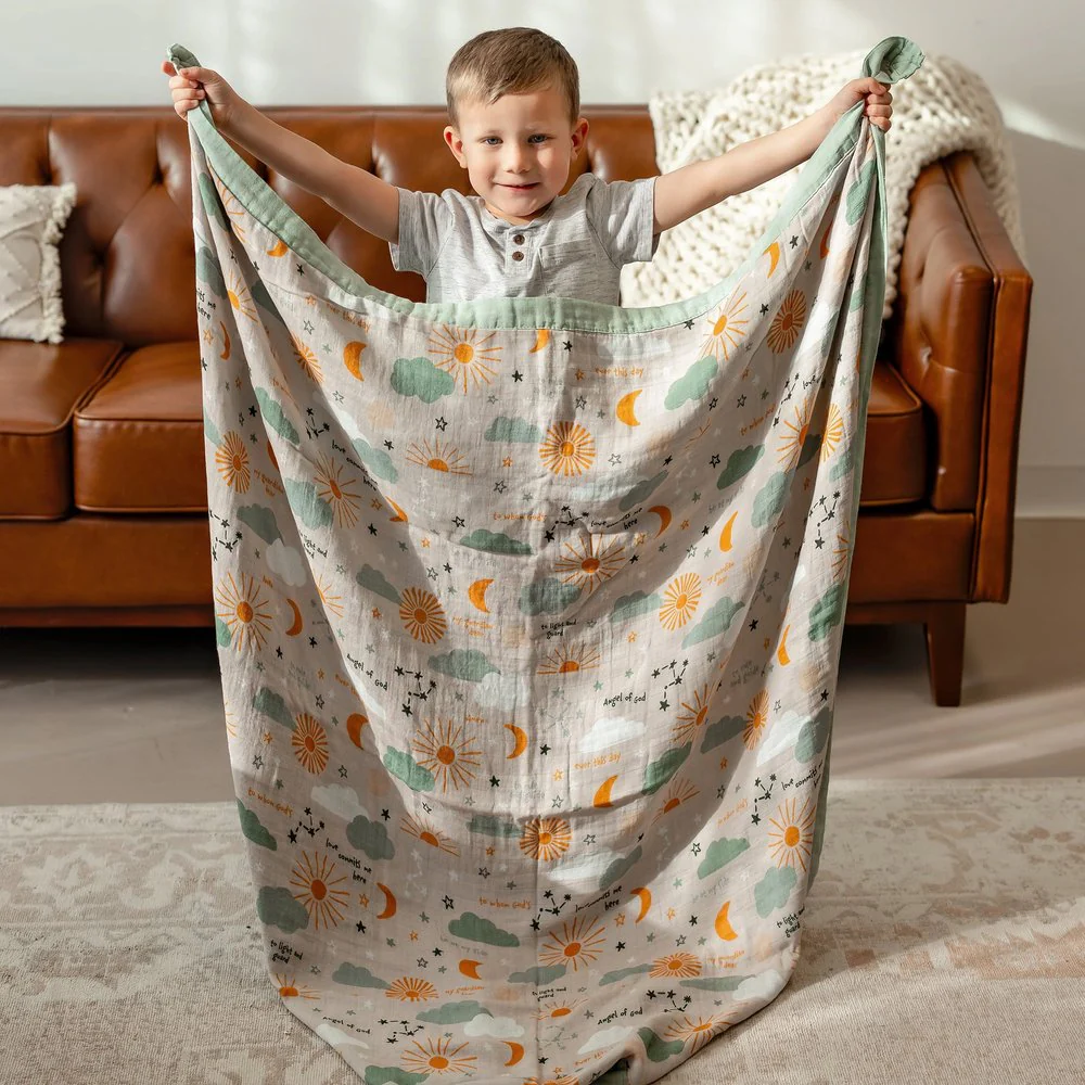 Guardian Angel Prayer Luxury Muslin Kids Blanket - Image 2